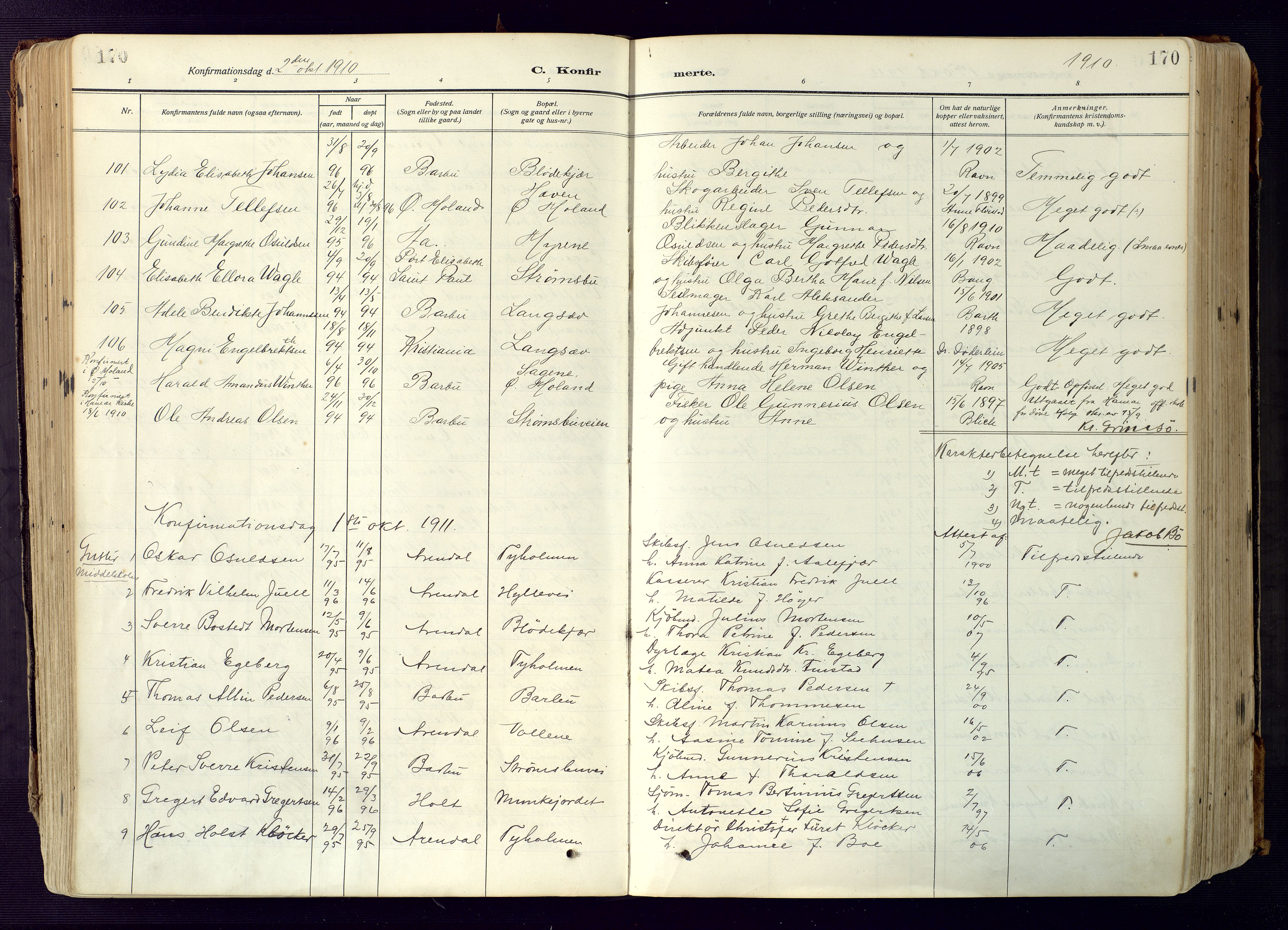 Barbu sokneprestkontor, SAK/1111-0003/F/Fa/L0006: Parish register (official) no. A 6, 1910-1929, p. 170