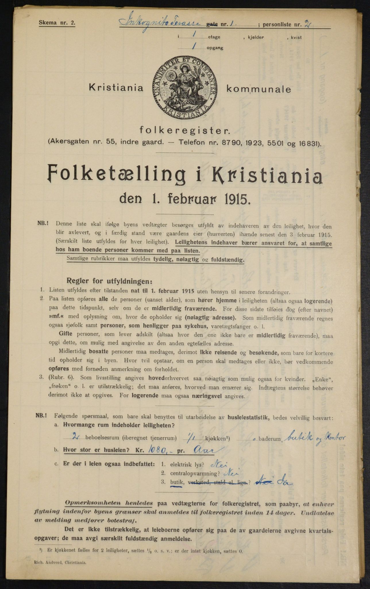 OBA, Municipal Census 1915 for Kristiania, 1915, p. 43807