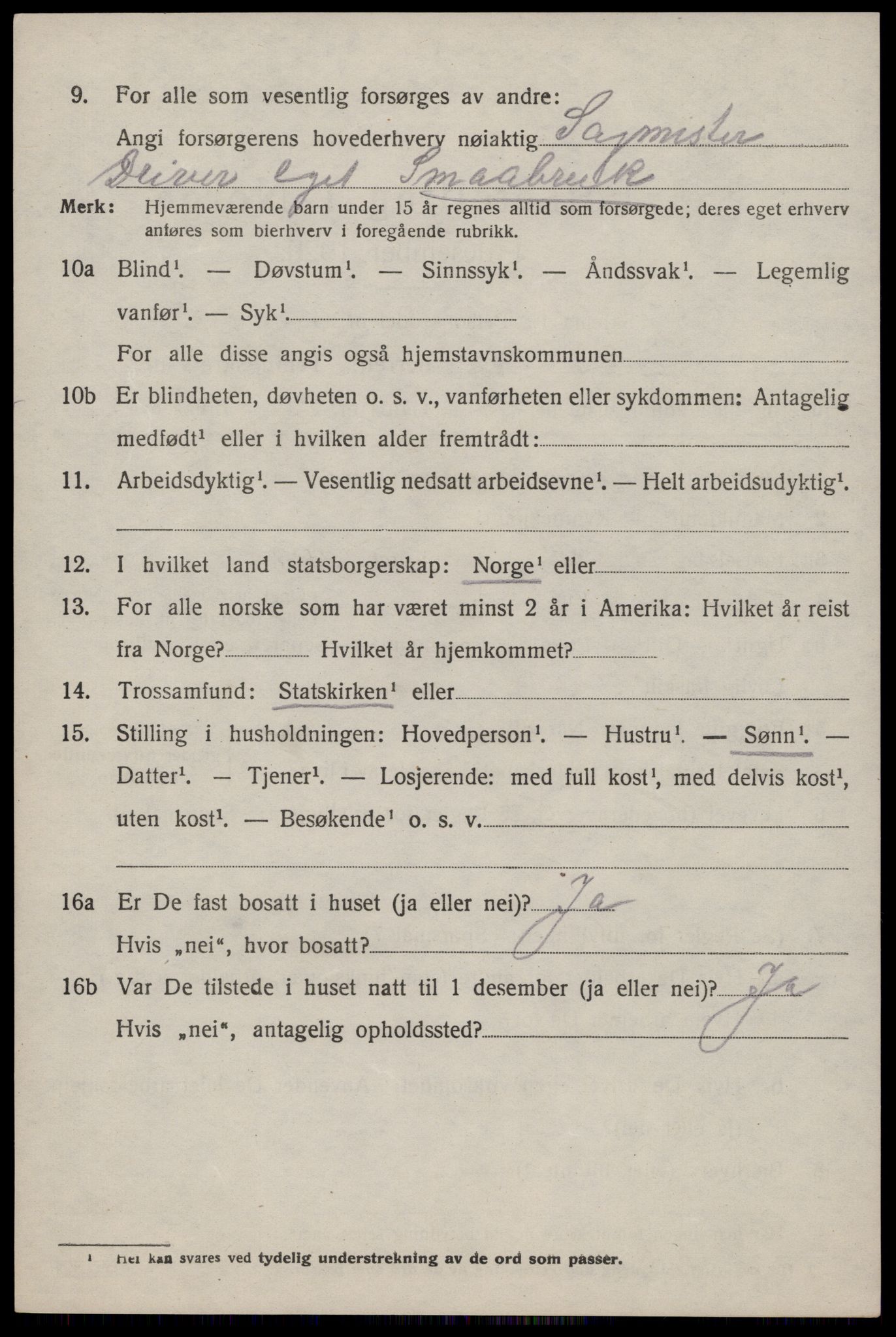 SAST, 1920 census for Vikedal, 1920, p. 2916