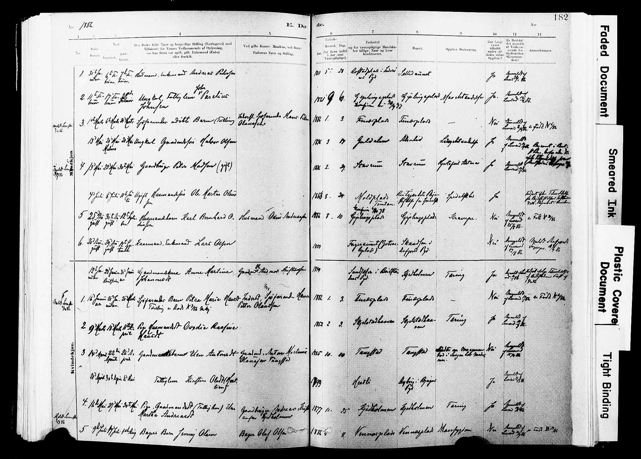 Ministerialprotokoller, klokkerbøker og fødselsregistre - Nord-Trøndelag, SAT/A-1458/744/L0420: Parish register (official) no. 744A04, 1882-1904, p. 182