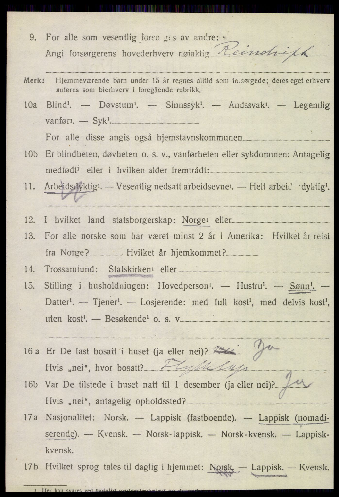 SAT, 1920 census for Tjøtta, 1920, p. 2102