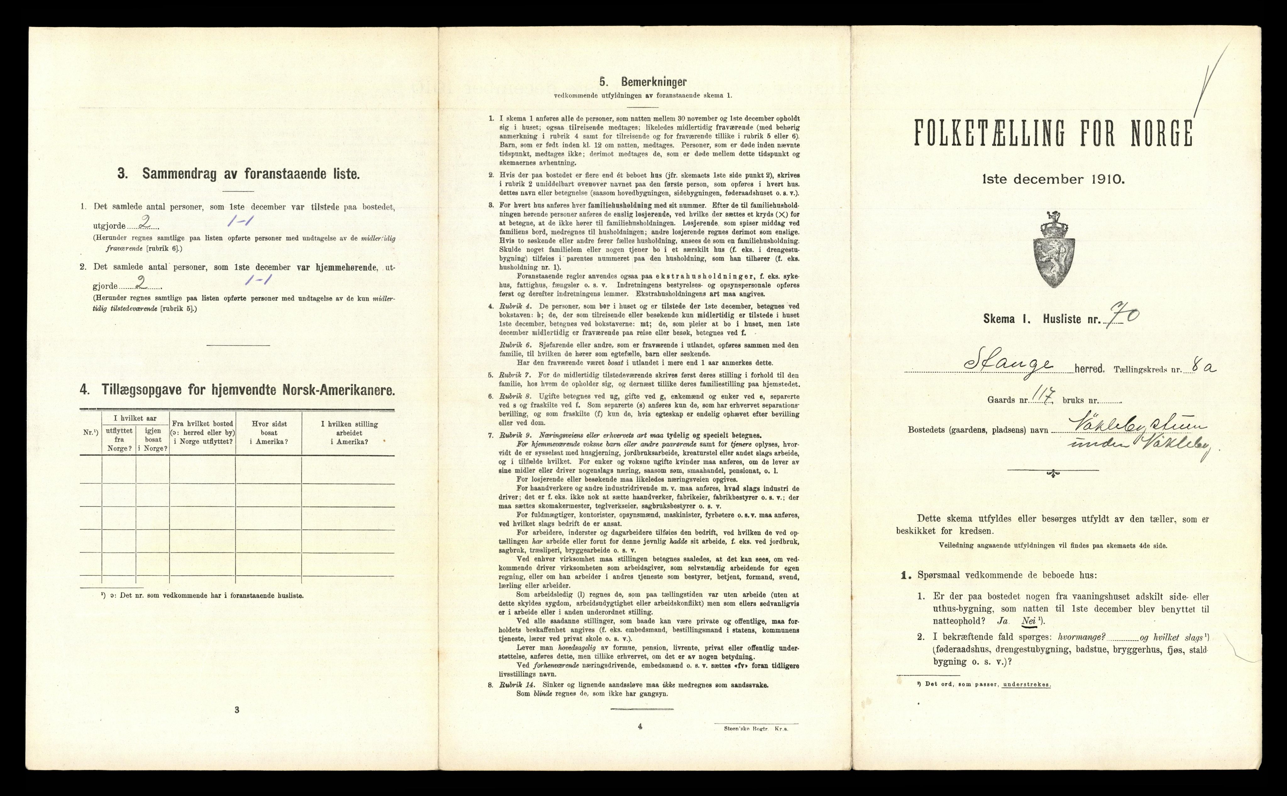 RA, 1910 census for Stange, 1910, p. 1680