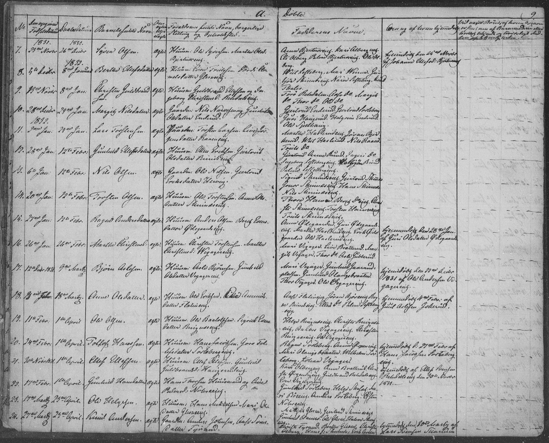 Krødsherad kirkebøker, SAKO/A-19/F/Fa/L0002: Parish register (official) no. 2, 1829-1851, p. 9