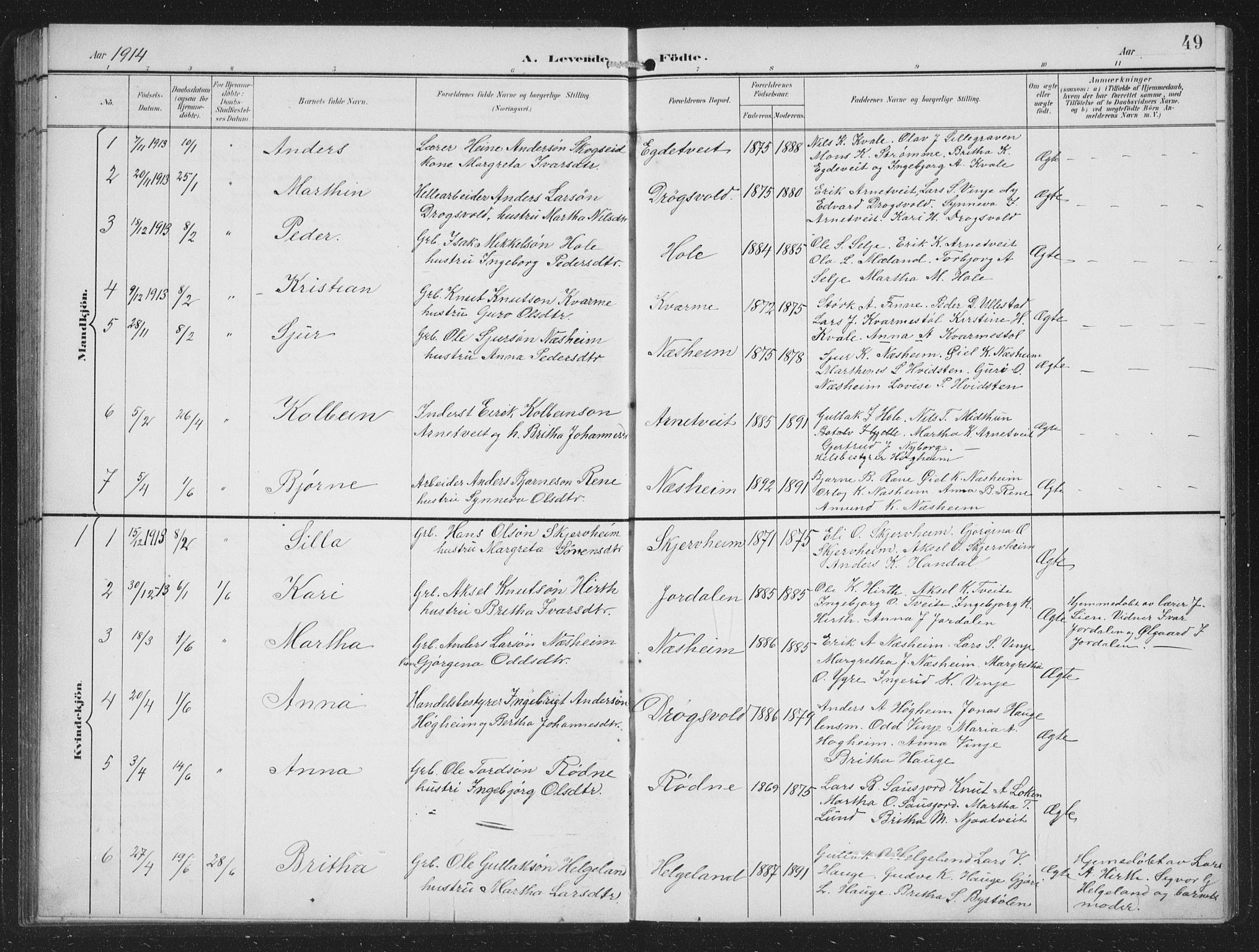 Vossestrand Sokneprestembete, SAB/A-79101/H/Hab: Parish register (copy) no. B 4, 1894-1941, p. 49