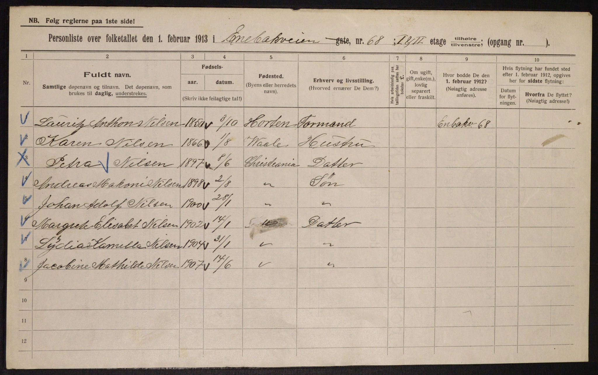 OBA, Municipal Census 1913 for Kristiania, 1913, p. 21600