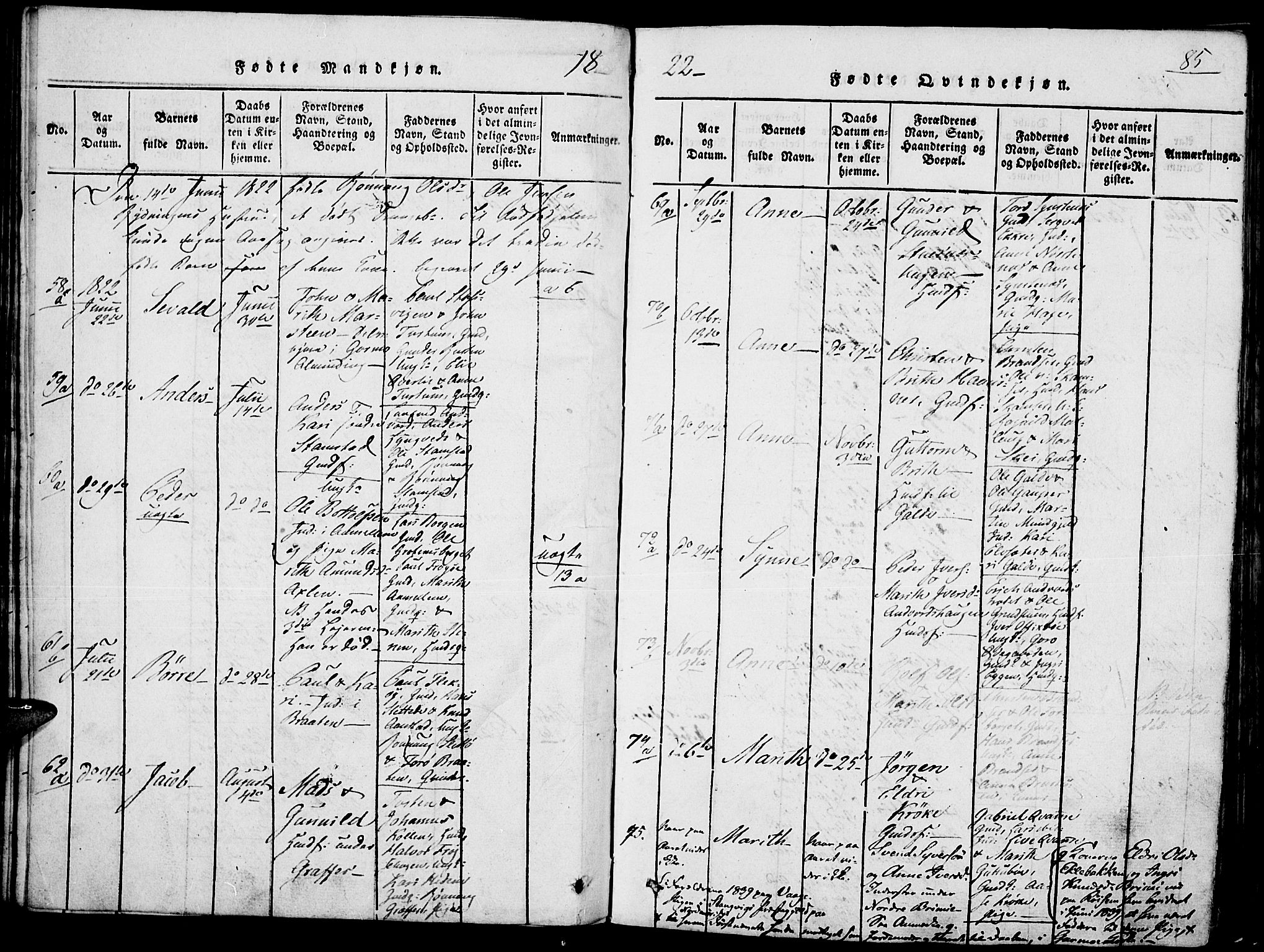 Lom prestekontor, SAH/PREST-070/K/L0004: Parish register (official) no. 4, 1815-1825, p. 85