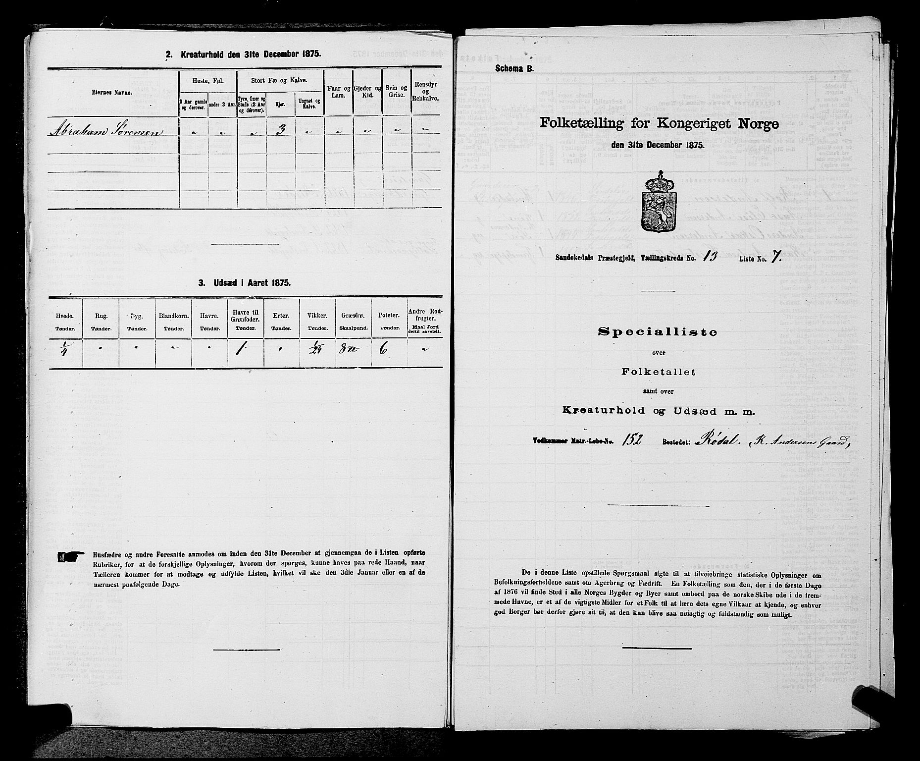 SAKO, 1875 census for 0816P Sannidal, 1875, p. 877