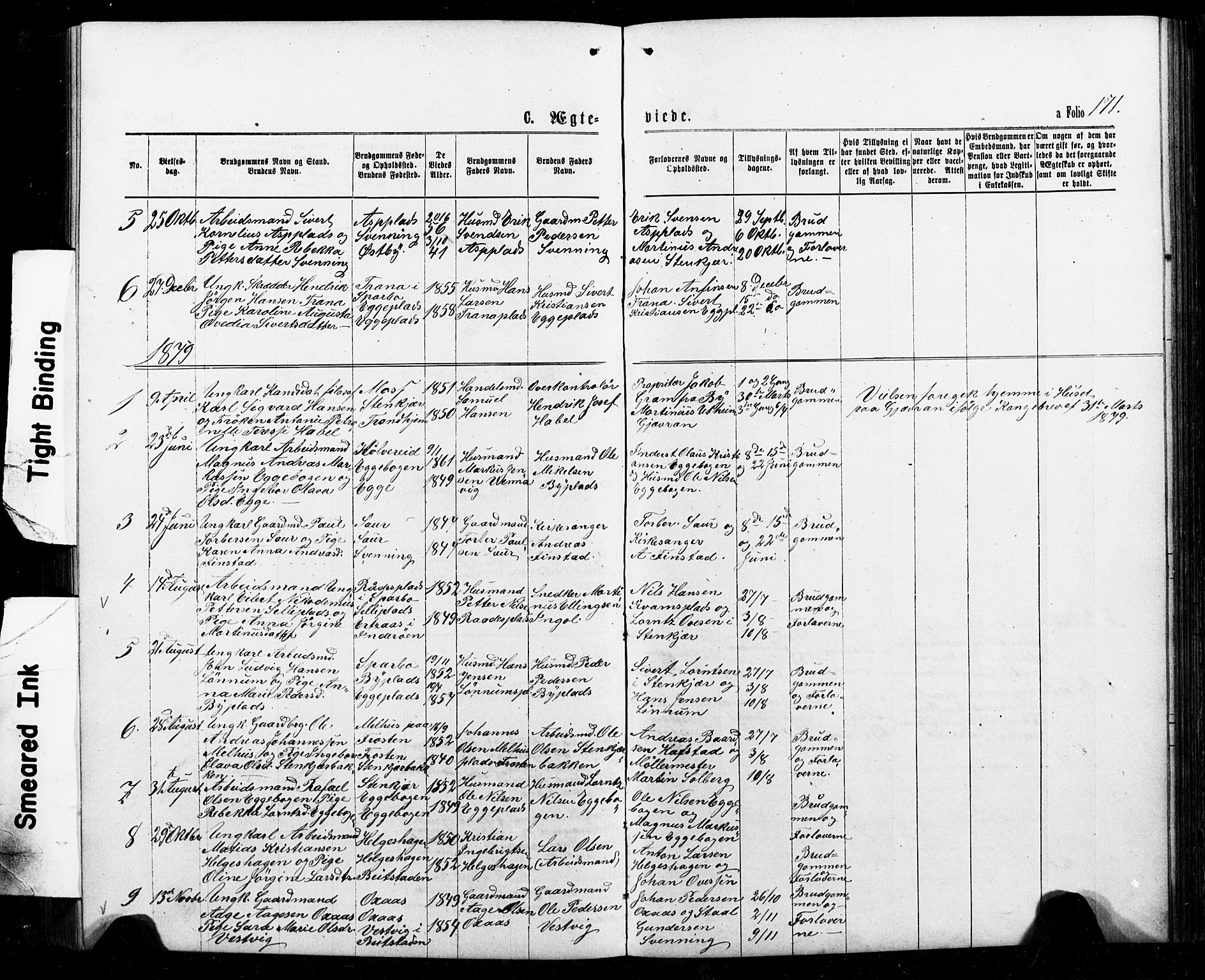 Ministerialprotokoller, klokkerbøker og fødselsregistre - Nord-Trøndelag, AV/SAT-A-1458/740/L0380: Parish register (copy) no. 740C01, 1868-1902, p. 171