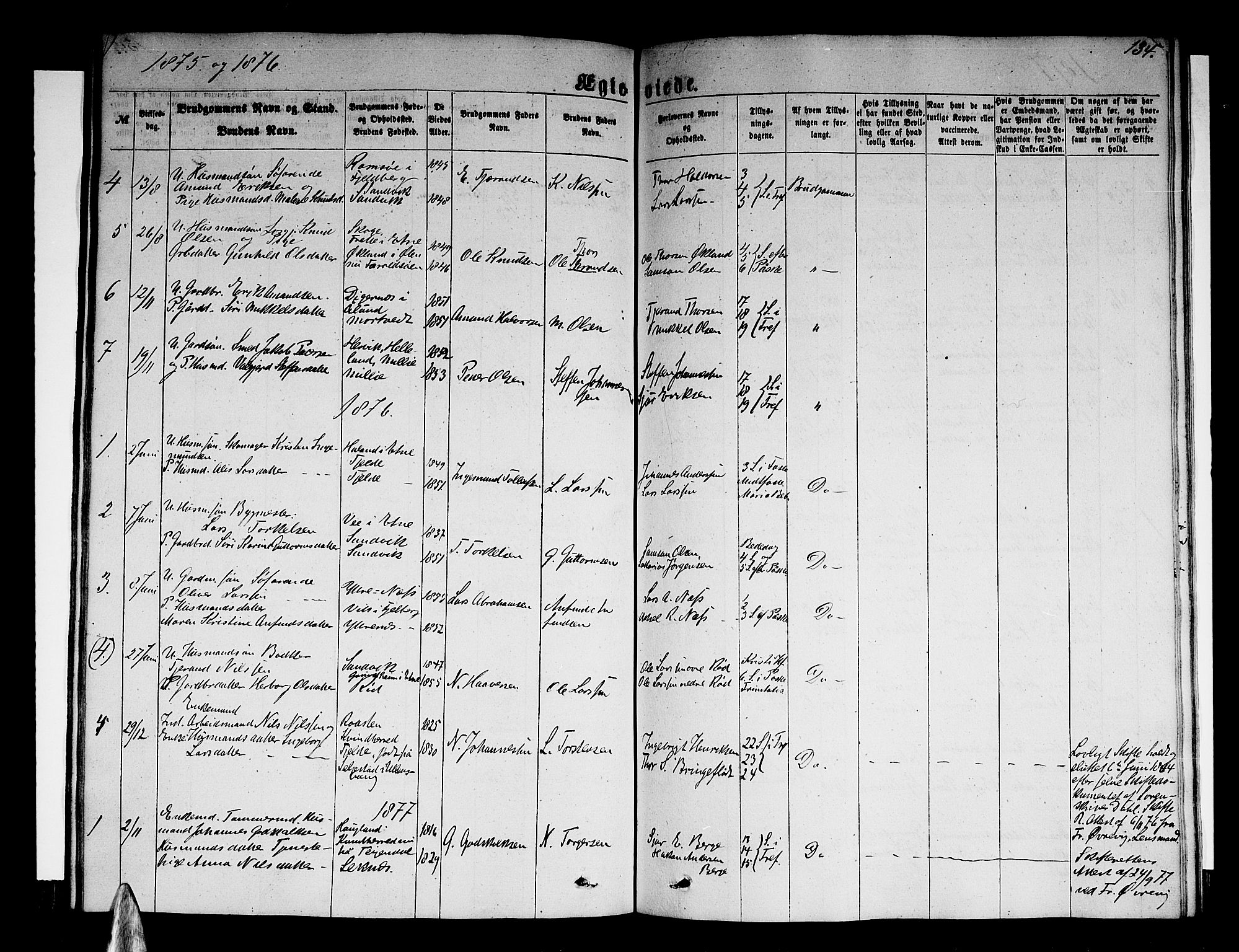 Skånevik sokneprestembete, SAB/A-77801/H/Hab: Parish register (copy) no. A 1, 1860-1887, p. 134