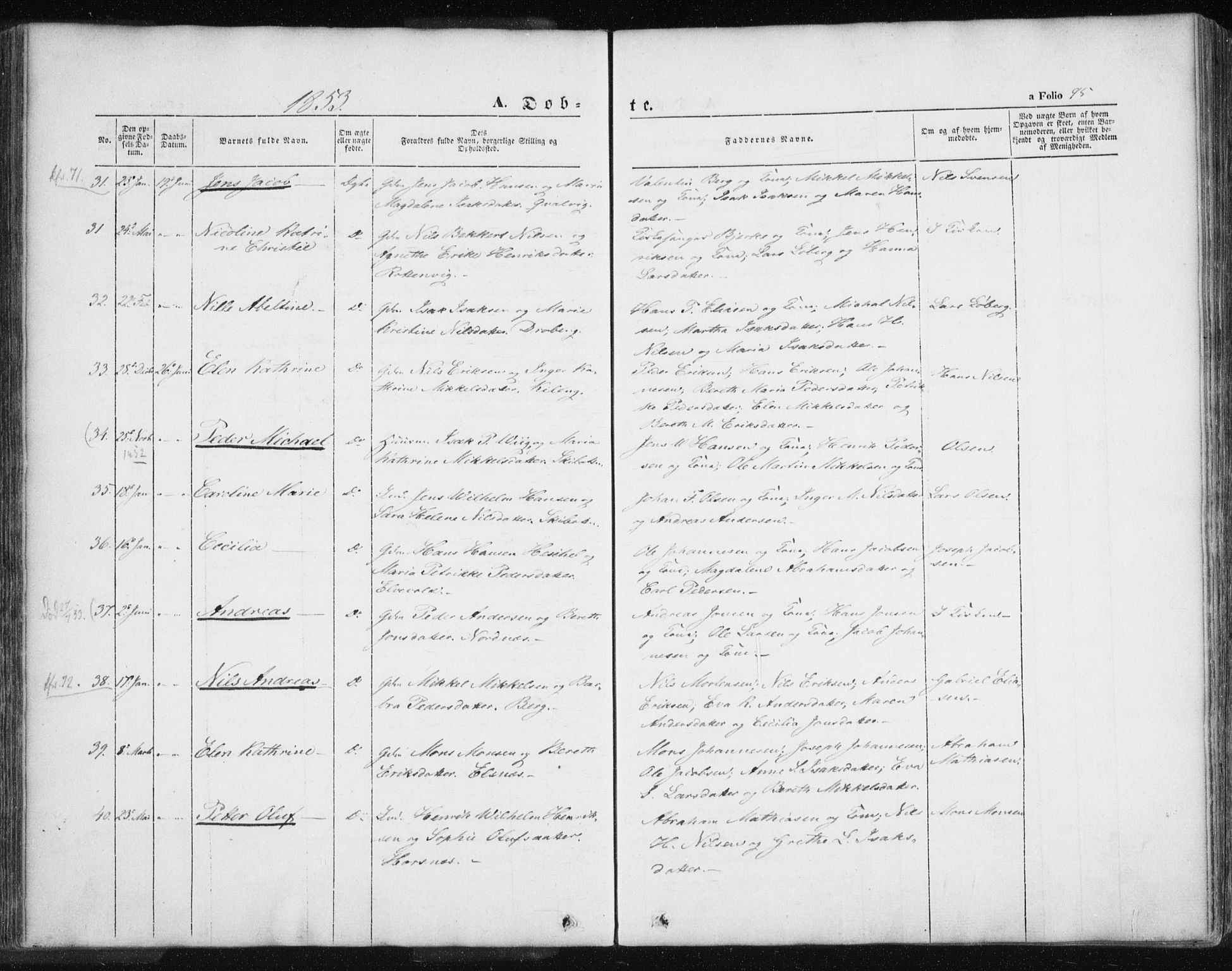 Lyngen sokneprestembete, SATØ/S-1289/H/He/Hea/L0004kirke: Parish register (official) no. 4, 1839-1858, p. 95