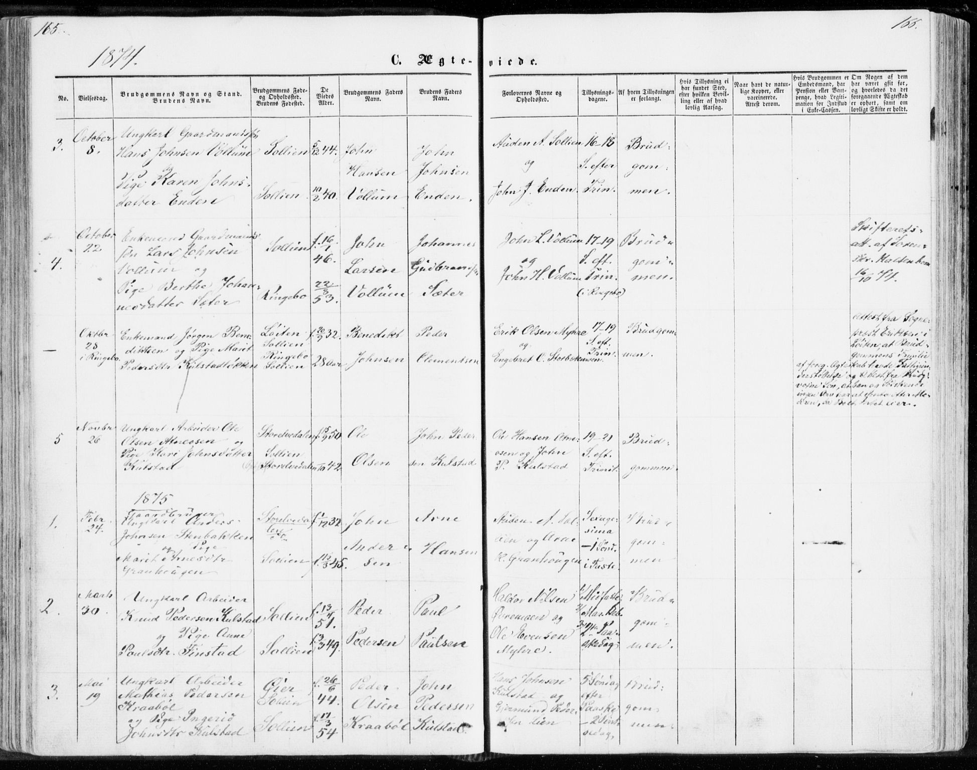 Sollia prestekontor, SAH/PREST-050/H/Ha/Haa/L0001: Parish register (official) no. 1, 1856-1885, p. 165-166