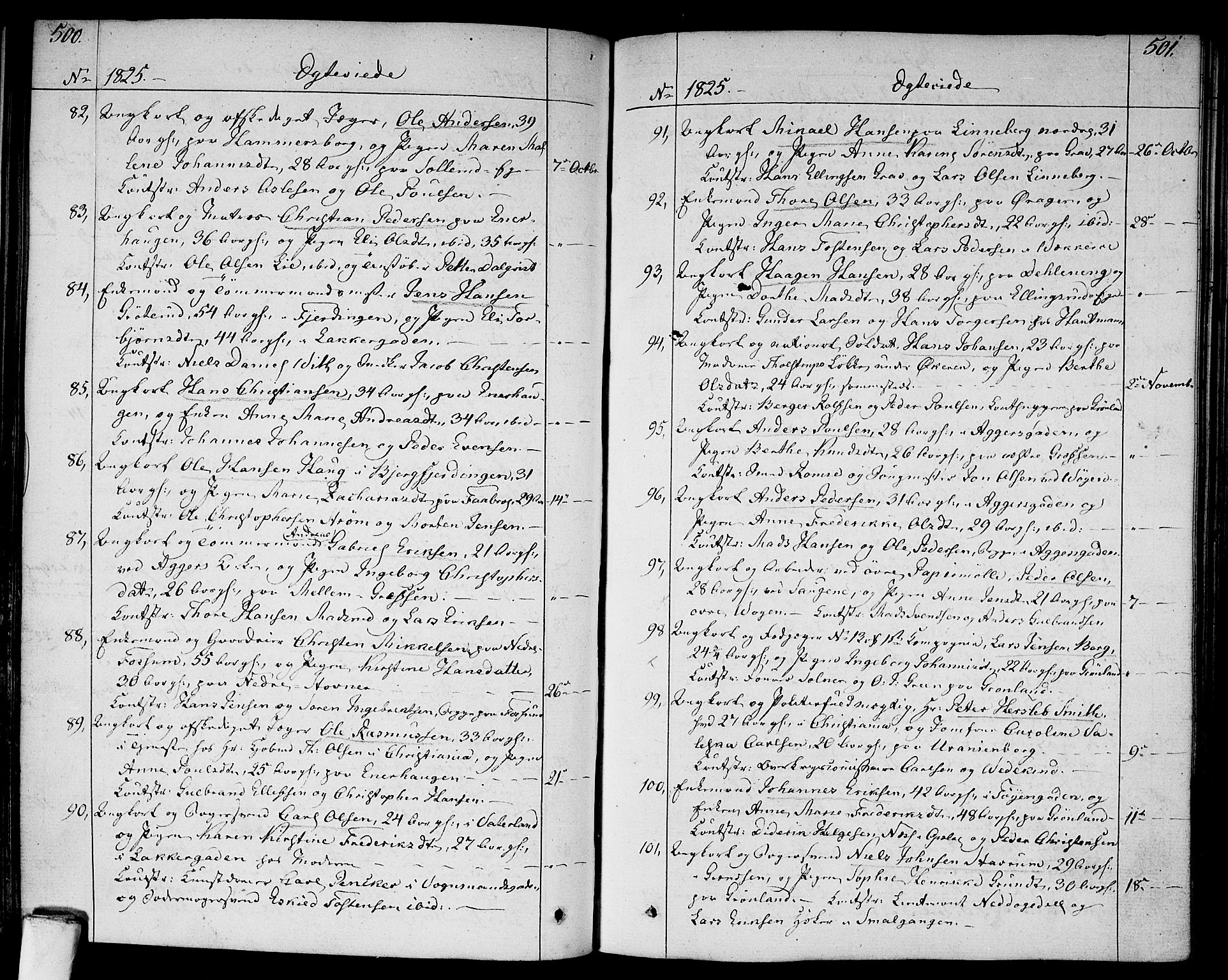 Aker prestekontor kirkebøker, SAO/A-10861/F/L0012: Parish register (official) no. 12, 1819-1828, p. 500-501