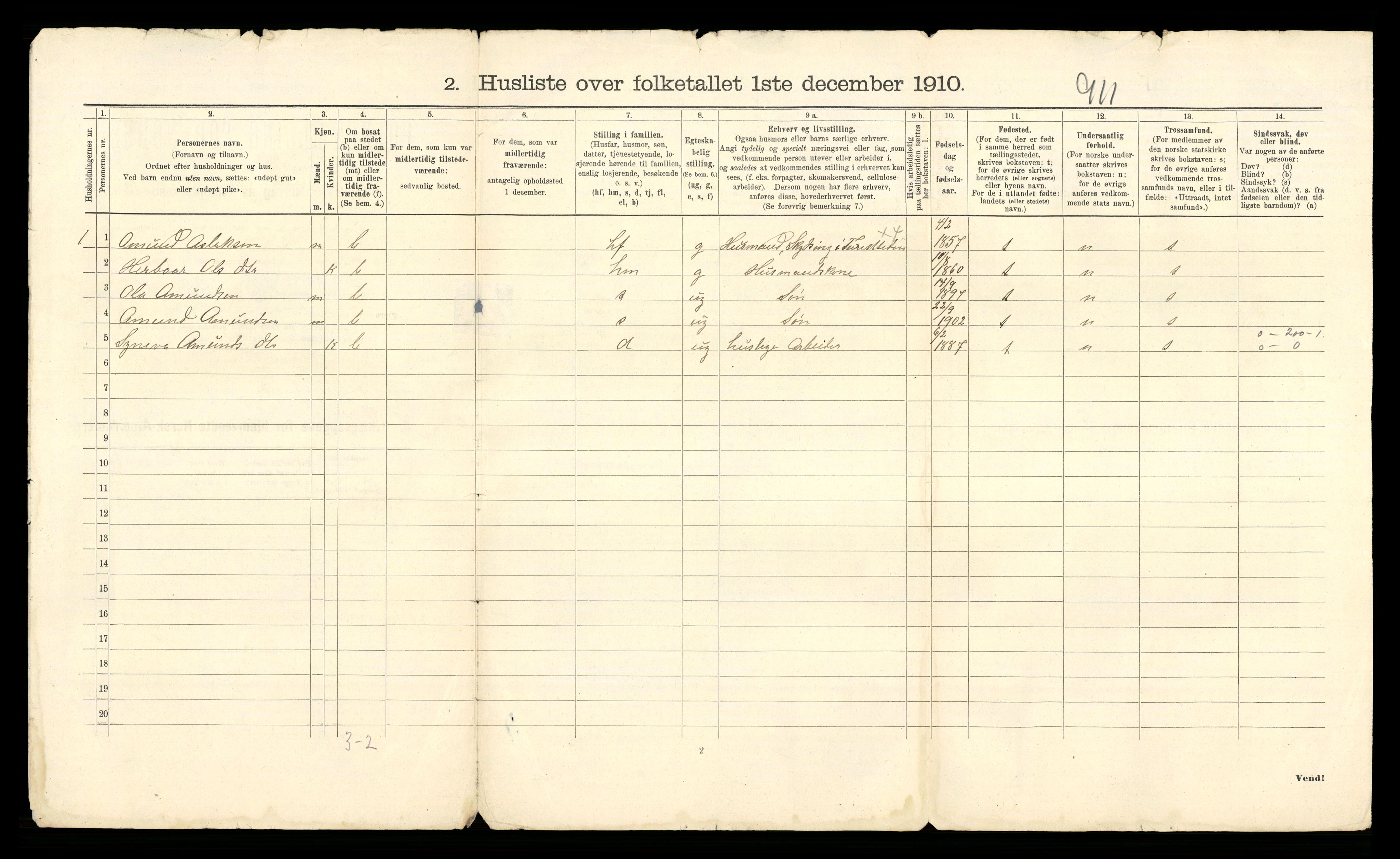 RA, 1910 census for Ullensvang, 1910, p. 82