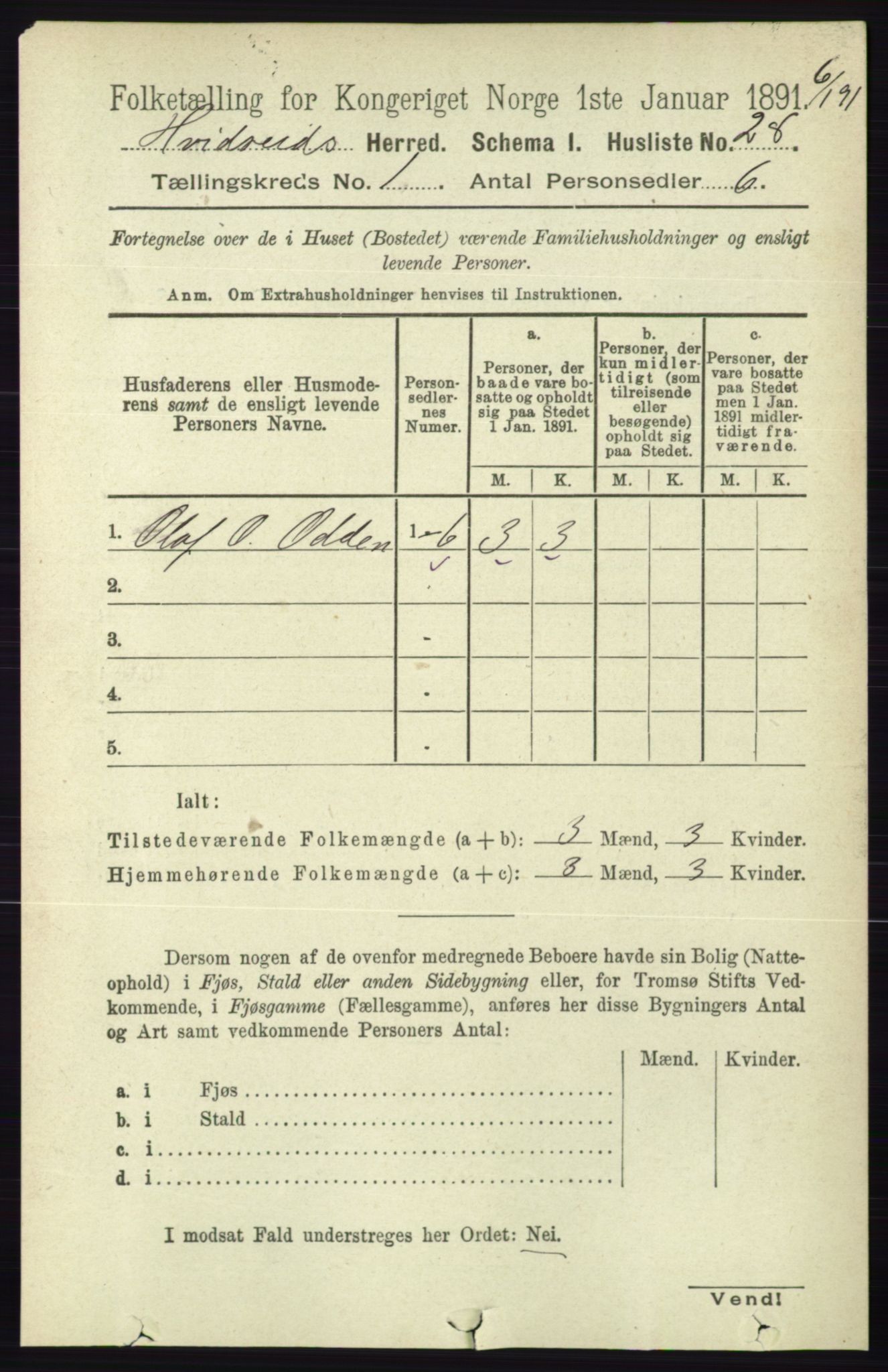 RA, 1891 census for 0829 Kviteseid, 1891, p. 68