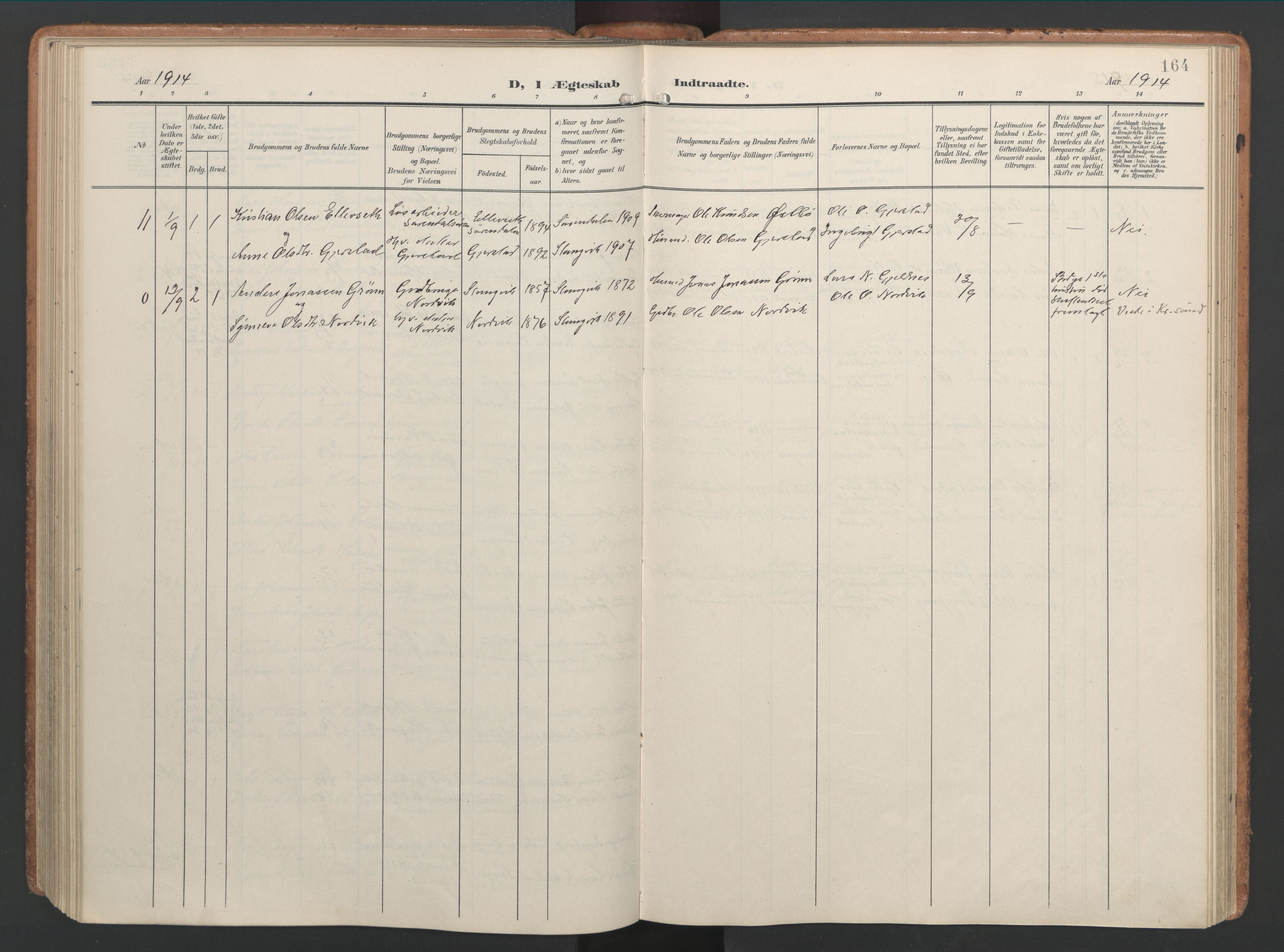 Ministerialprotokoller, klokkerbøker og fødselsregistre - Møre og Romsdal, AV/SAT-A-1454/592/L1030: Parish register (official) no. 592A08, 1901-1925, p. 164