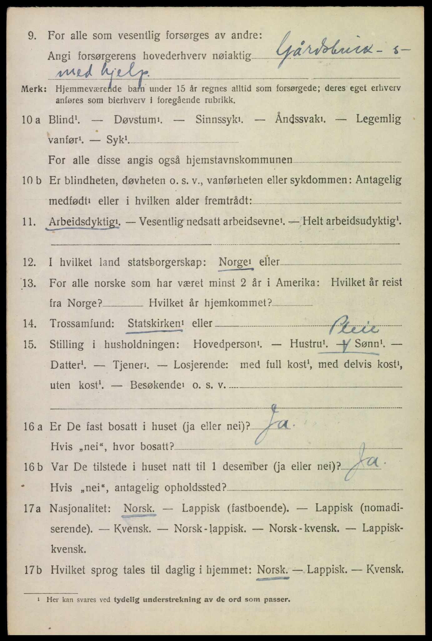 SAT, 1920 census for Ankenes, 1920, p. 6366