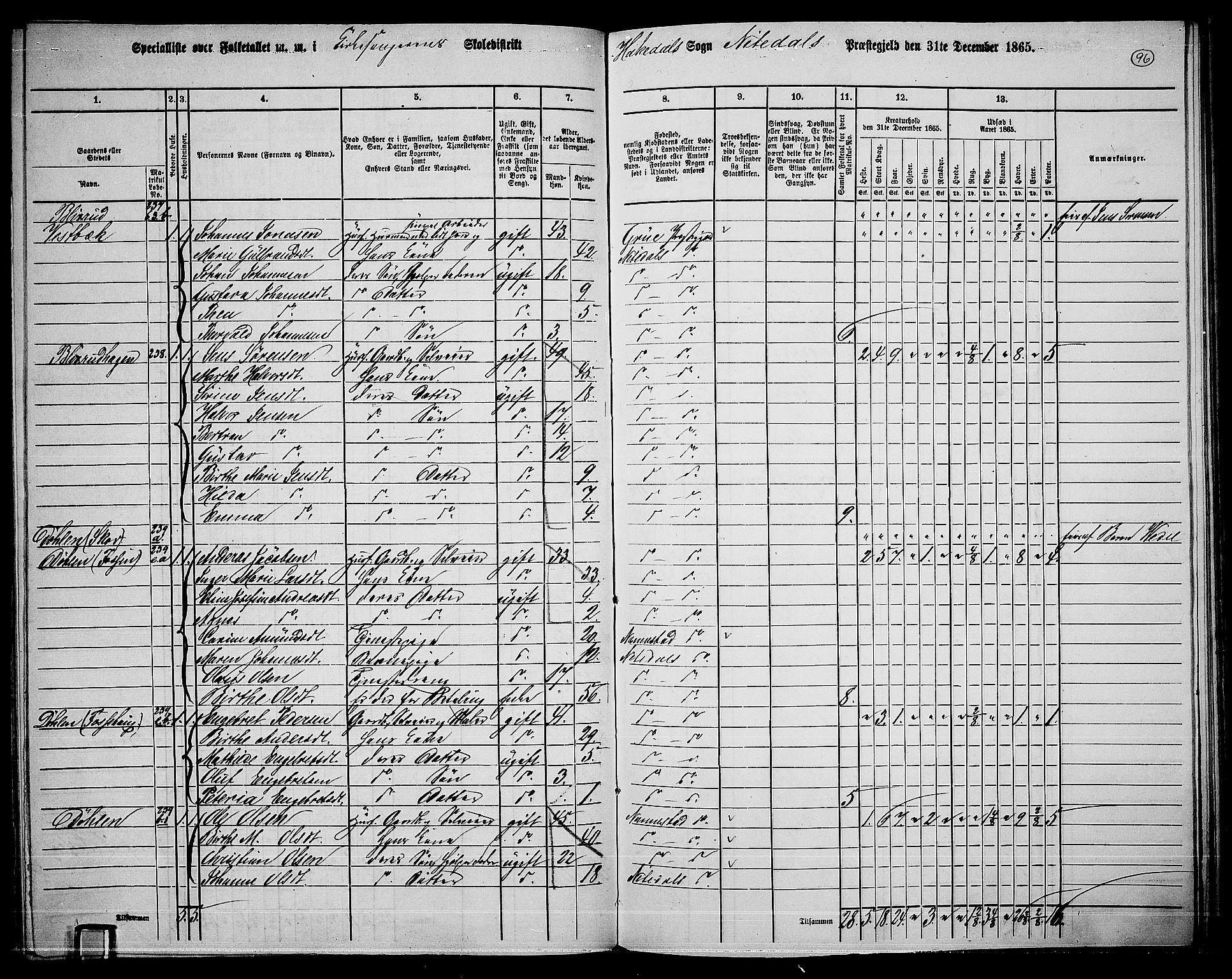 RA, 1865 census for Nittedal, 1865, p. 82