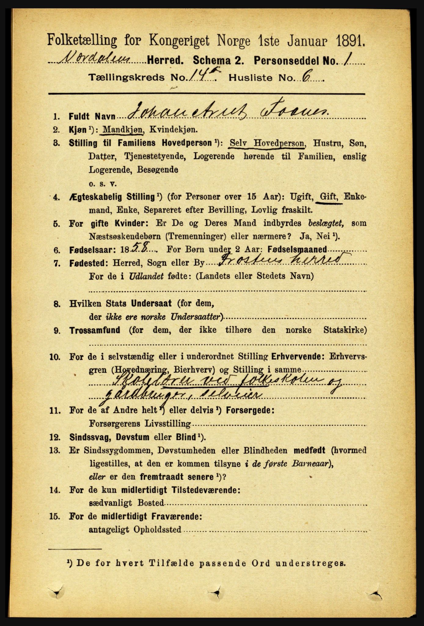 RA, 1891 census for 1721 Verdal, 1891, p. 7390