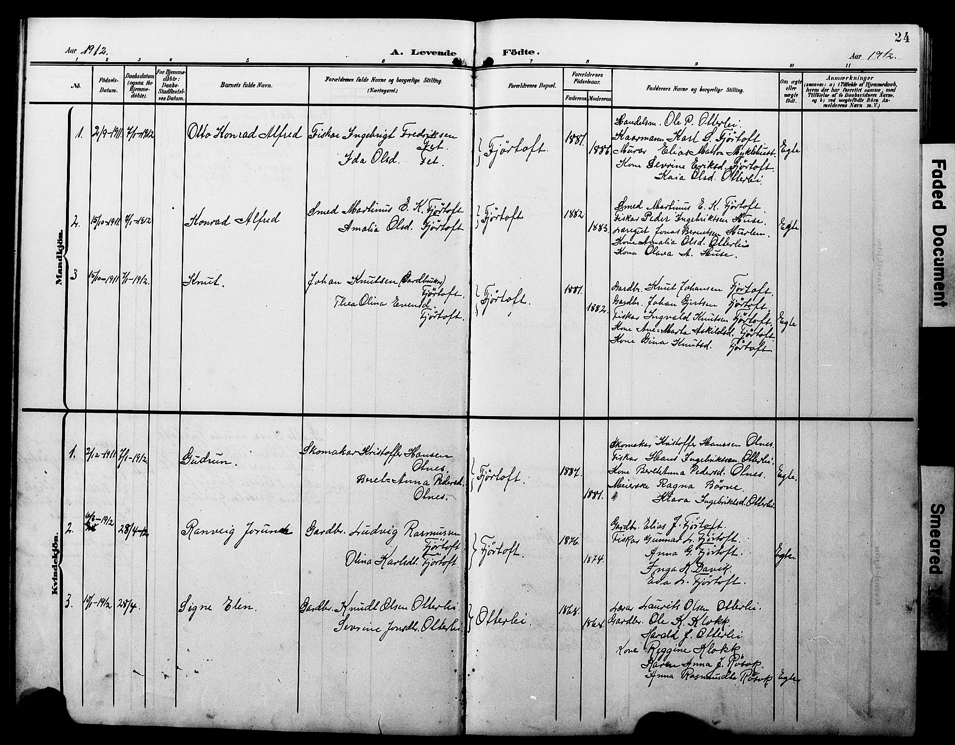 Ministerialprotokoller, klokkerbøker og fødselsregistre - Møre og Romsdal, AV/SAT-A-1454/538/L0524: Parish register (copy) no. 538C02, 1901-1931, p. 24