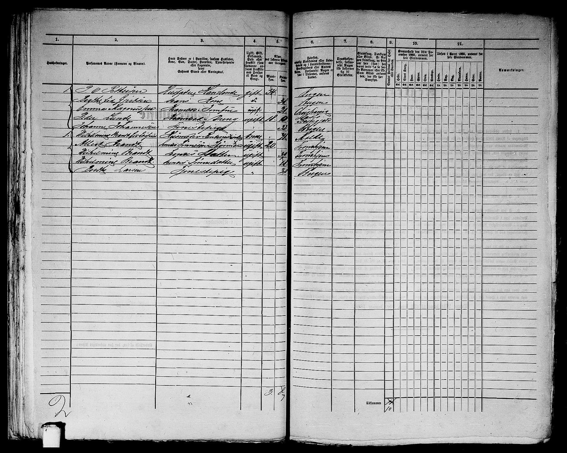 RA, 1865 census for Bergen, 1865, p. 4132