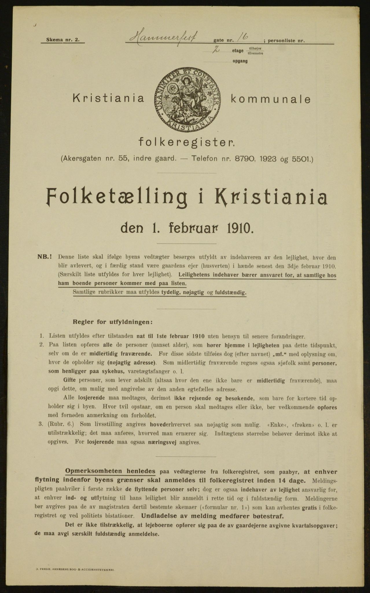 OBA, Municipal Census 1910 for Kristiania, 1910, p. 32176