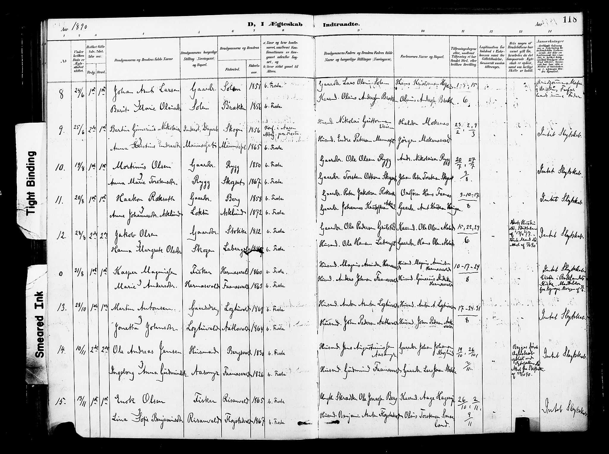 Ministerialprotokoller, klokkerbøker og fødselsregistre - Nord-Trøndelag, AV/SAT-A-1458/713/L0121: Parish register (official) no. 713A10, 1888-1898, p. 118