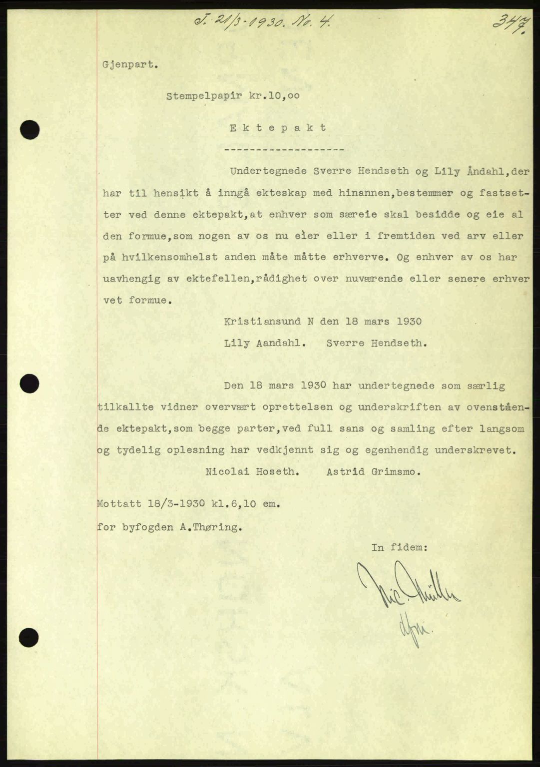 Kristiansund byfogd, AV/SAT-A-4587/A/27: Mortgage book no. 23, 1929-1930, Deed date: 21.03.1930
