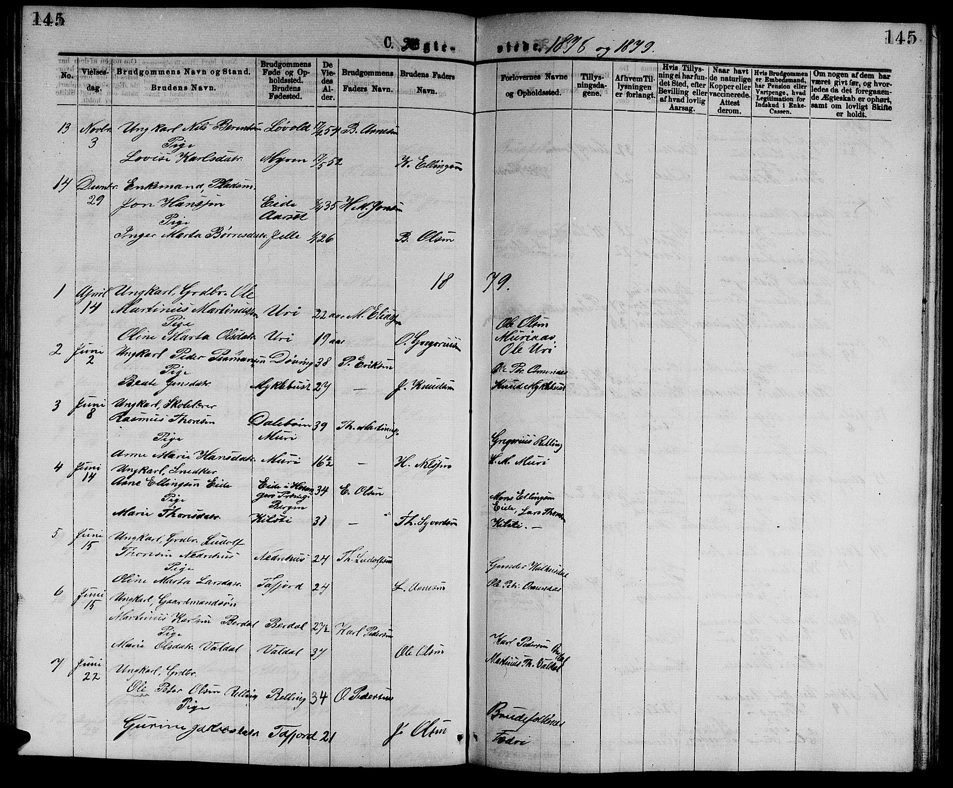 Ministerialprotokoller, klokkerbøker og fødselsregistre - Møre og Romsdal, SAT/A-1454/519/L0262: Parish register (copy) no. 519C03, 1866-1884, p. 145