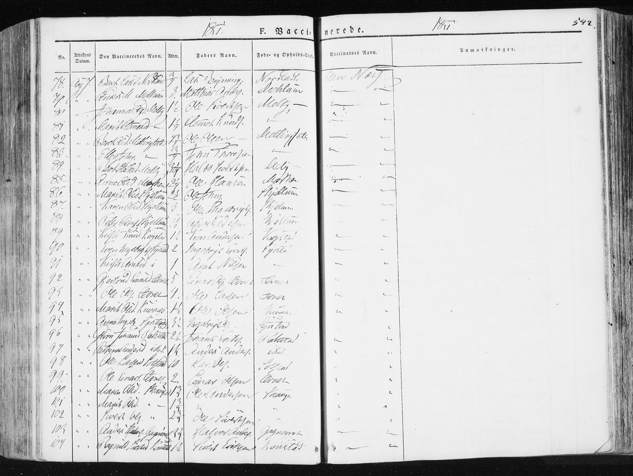 Ministerialprotokoller, klokkerbøker og fødselsregistre - Sør-Trøndelag, SAT/A-1456/665/L0771: Parish register (official) no. 665A06, 1830-1856, p. 542
