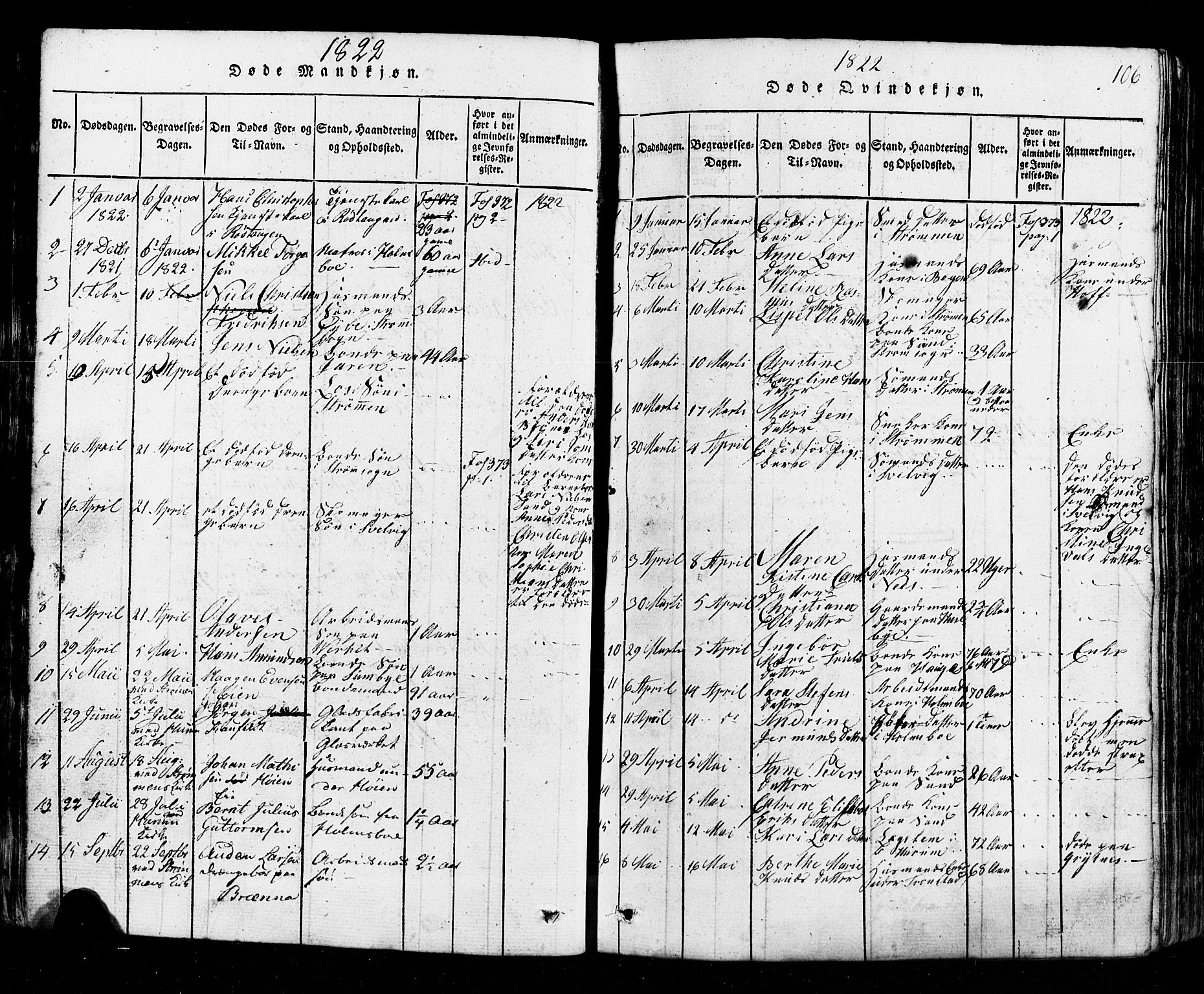 Hurum kirkebøker, SAKO/A-229/G/Ga/L0001: Parish register (copy) no. I 1, 1816-1826, p. 106