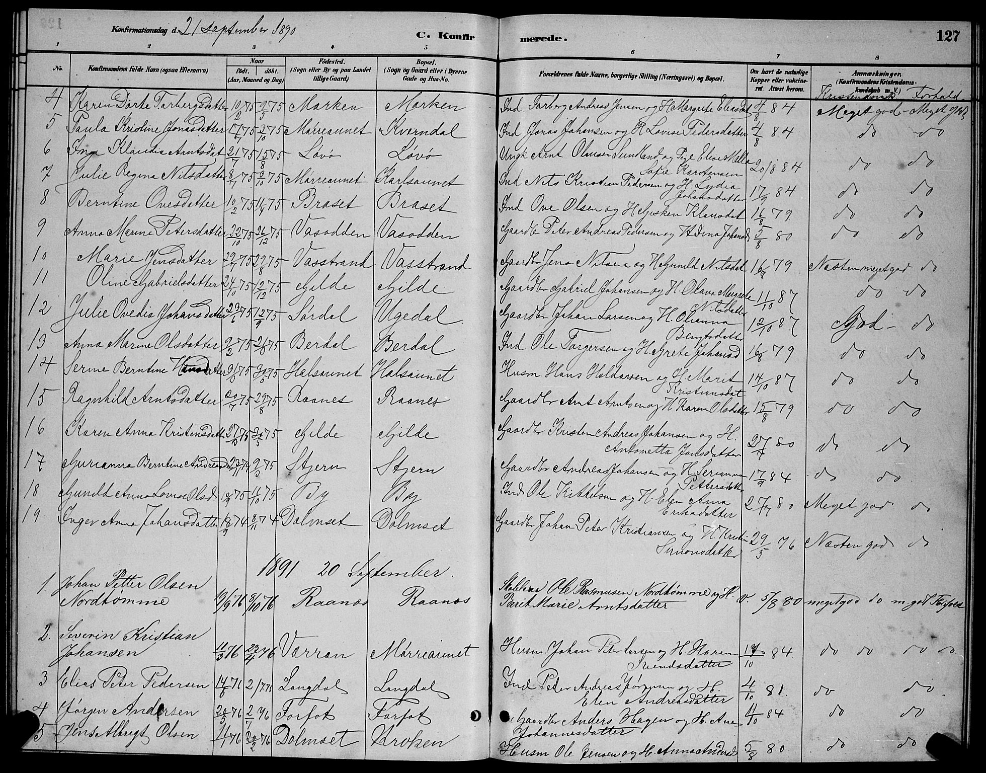 Ministerialprotokoller, klokkerbøker og fødselsregistre - Sør-Trøndelag, SAT/A-1456/655/L0687: Parish register (copy) no. 655C03, 1880-1898, p. 127