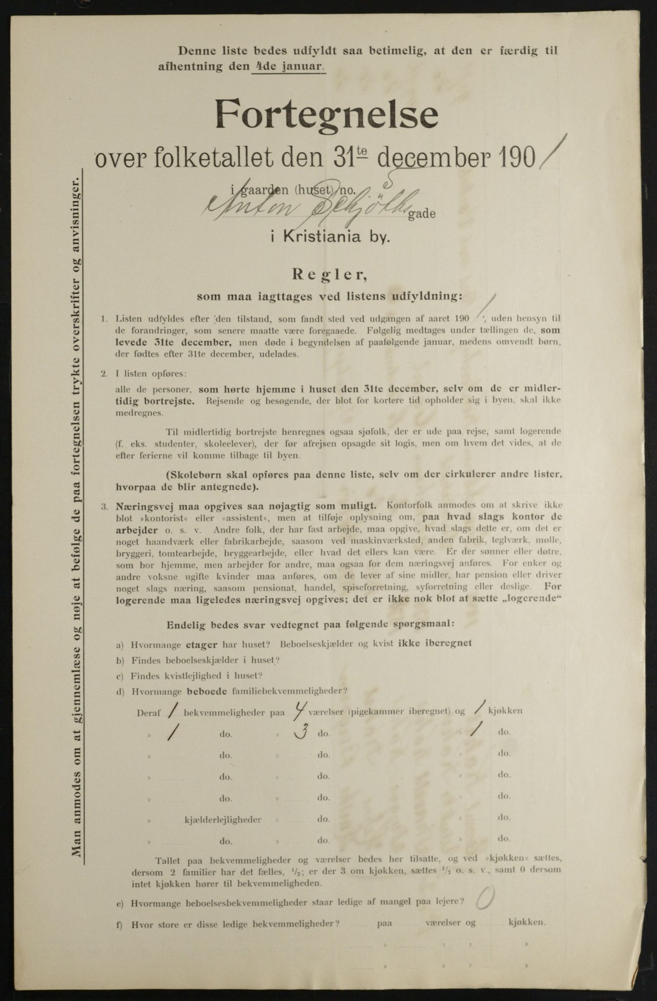 OBA, Municipal Census 1901 for Kristiania, 1901, p. 307