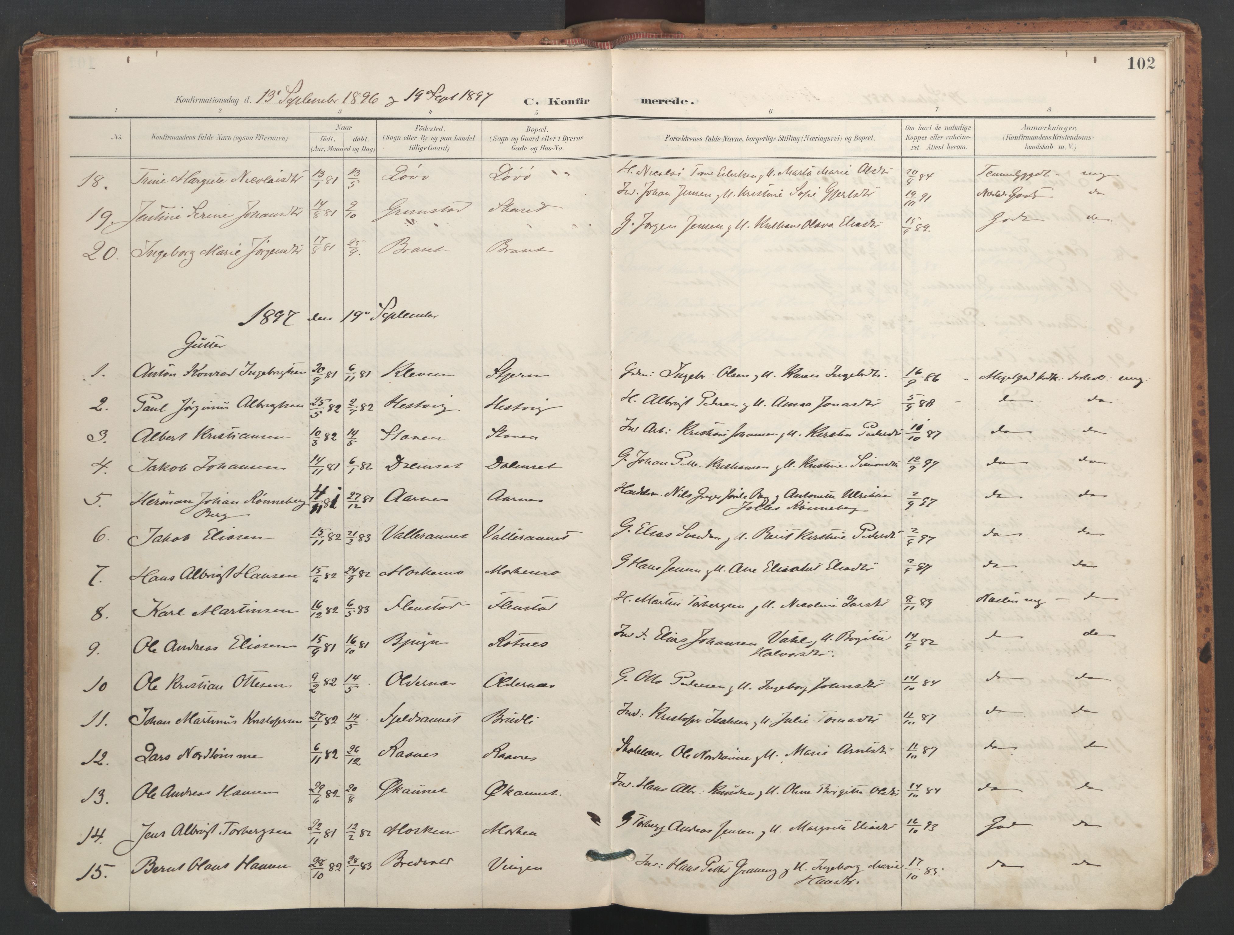 Ministerialprotokoller, klokkerbøker og fødselsregistre - Sør-Trøndelag, SAT/A-1456/655/L0681: Parish register (official) no. 655A10, 1895-1907, p. 102
