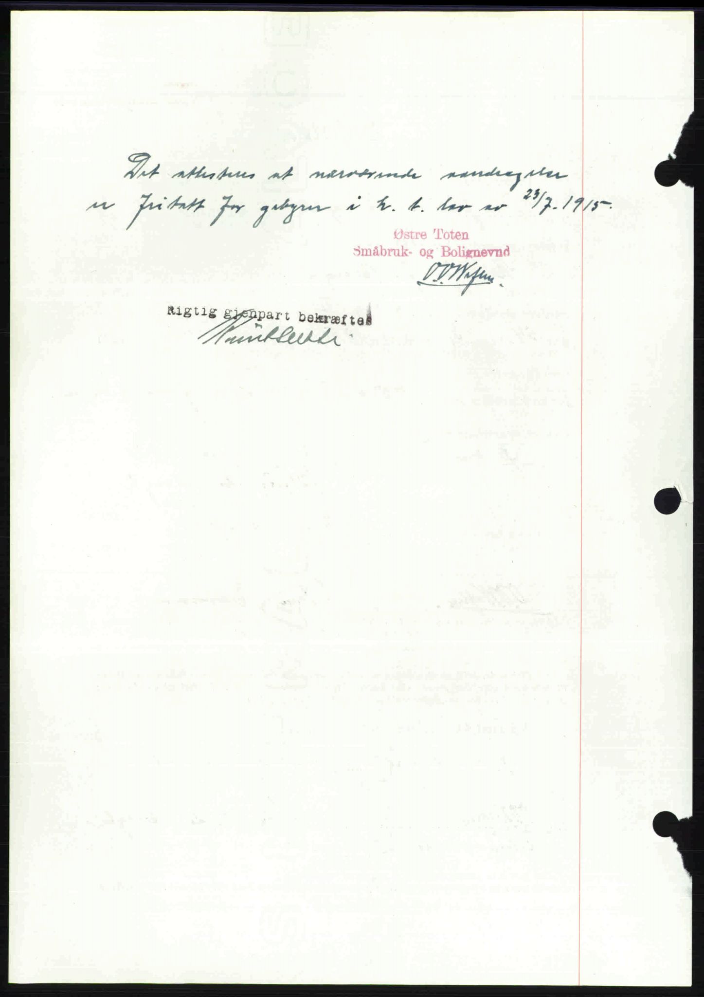 Toten tingrett, SAH/TING-006/H/Hb/Hbc/L0006: Mortgage book no. Hbc-06, 1939-1939, Diary no: : 2207/1939
