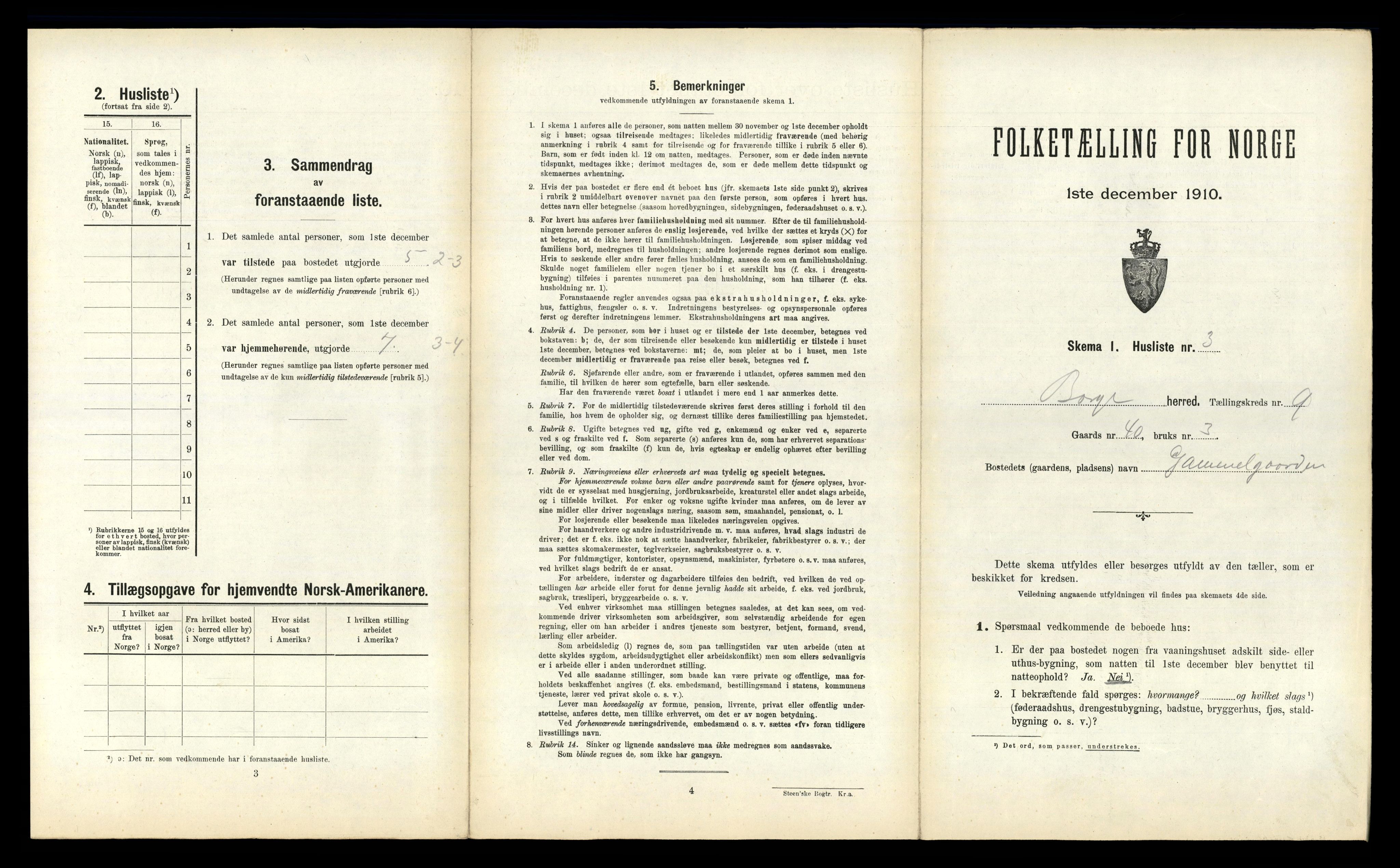 RA, 1910 census for Borge, 1910, p. 885