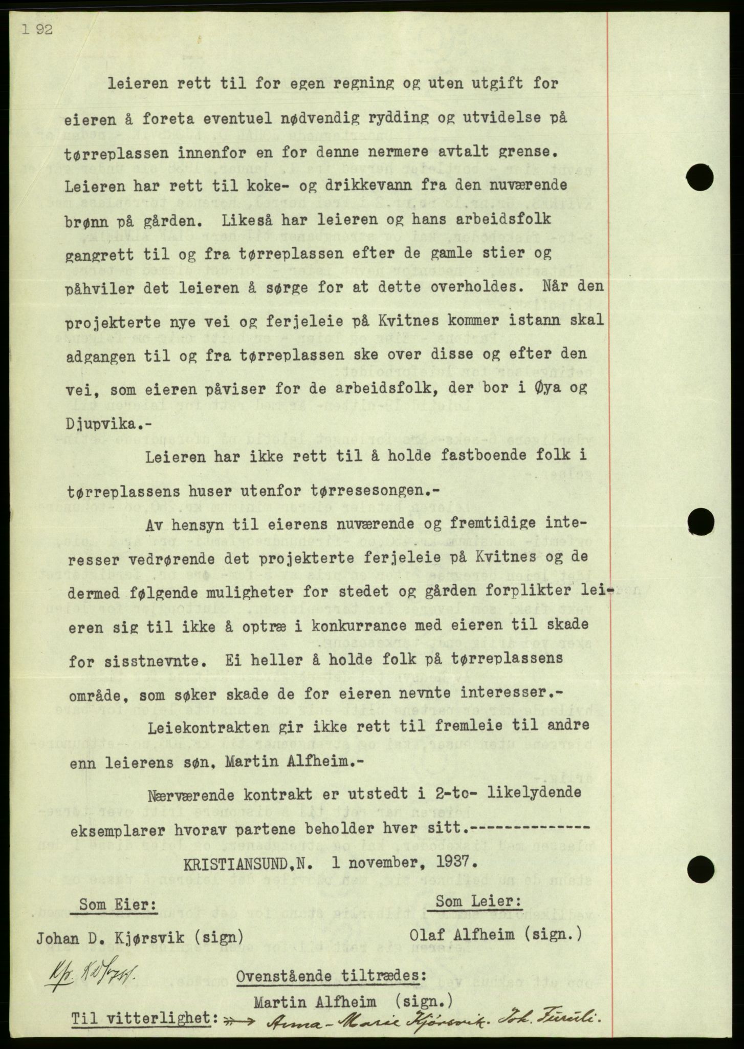 Nordmøre sorenskriveri, AV/SAT-A-4132/1/2/2Ca/L0092: Mortgage book no. B82, 1937-1938, Diary no: : 2665/1937