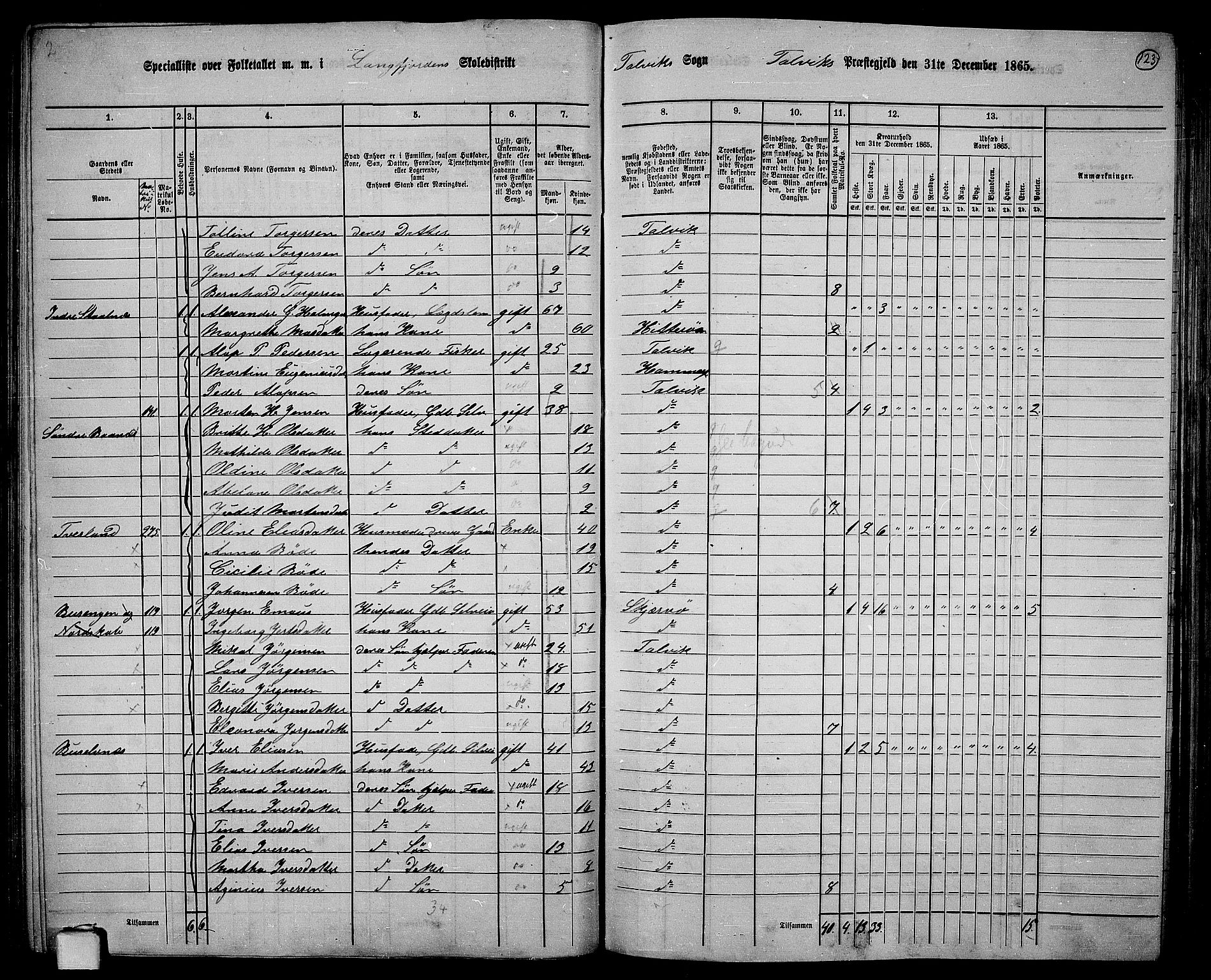 RA, 1865 census for Talvik, 1865, p. 44