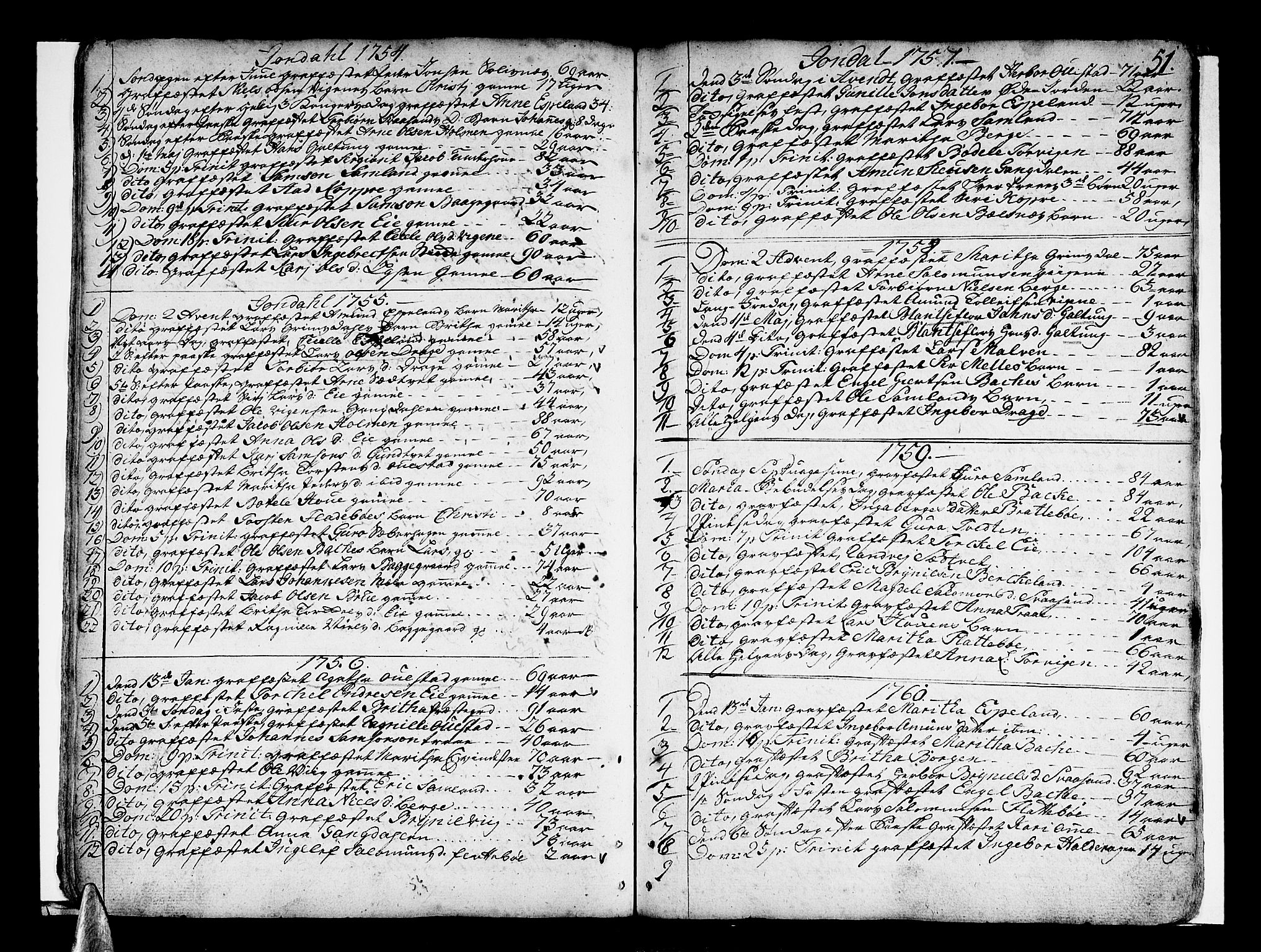 Strandebarm sokneprestembete, AV/SAB-A-78401/H/Haa: Parish register (official) no. A 3 /2, 1751-1787, p. 51