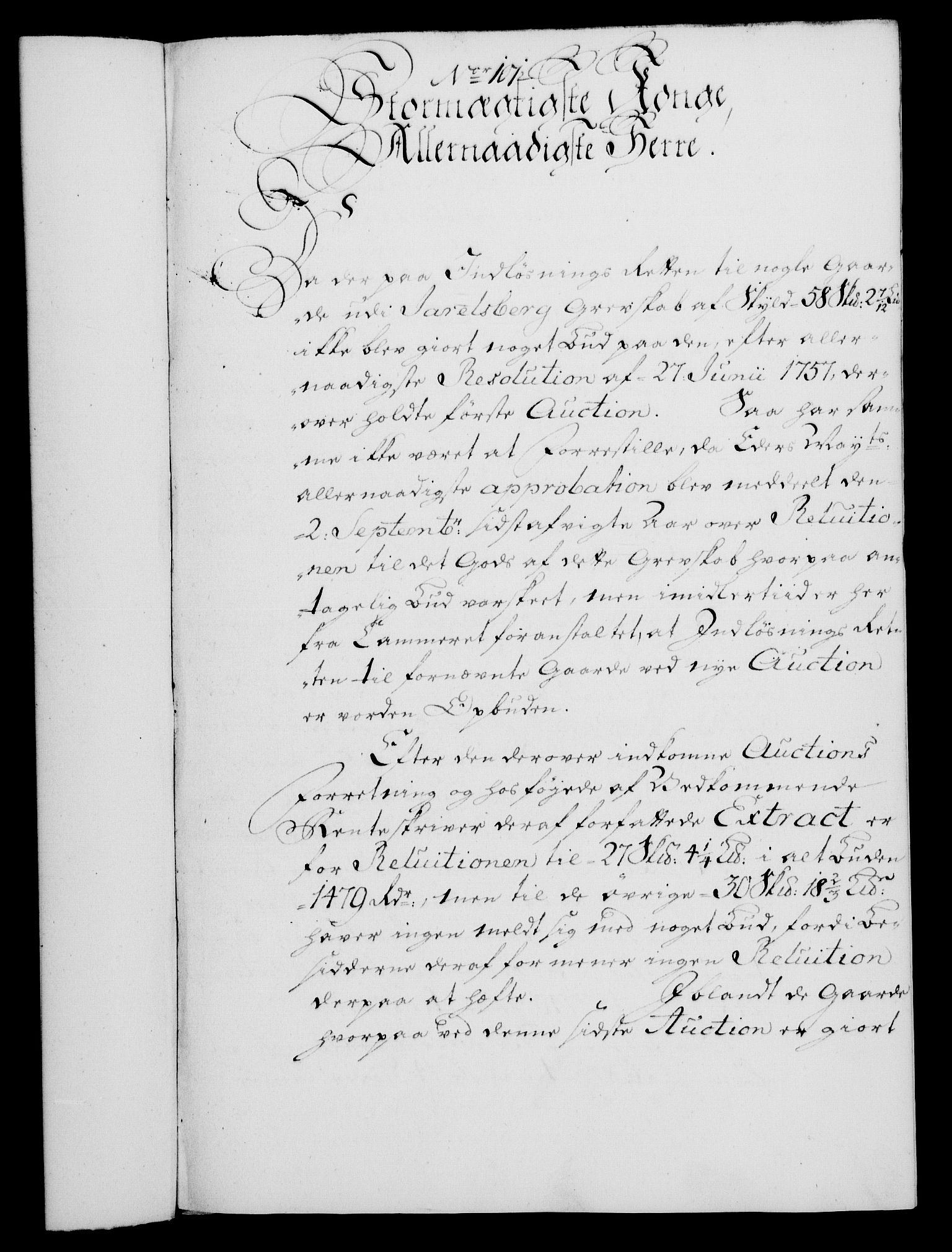 Rentekammeret, Kammerkanselliet, RA/EA-3111/G/Gf/Gfa/L0045: Norsk relasjons- og resolusjonsprotokoll (merket RK 52.45), 1763, p. 421