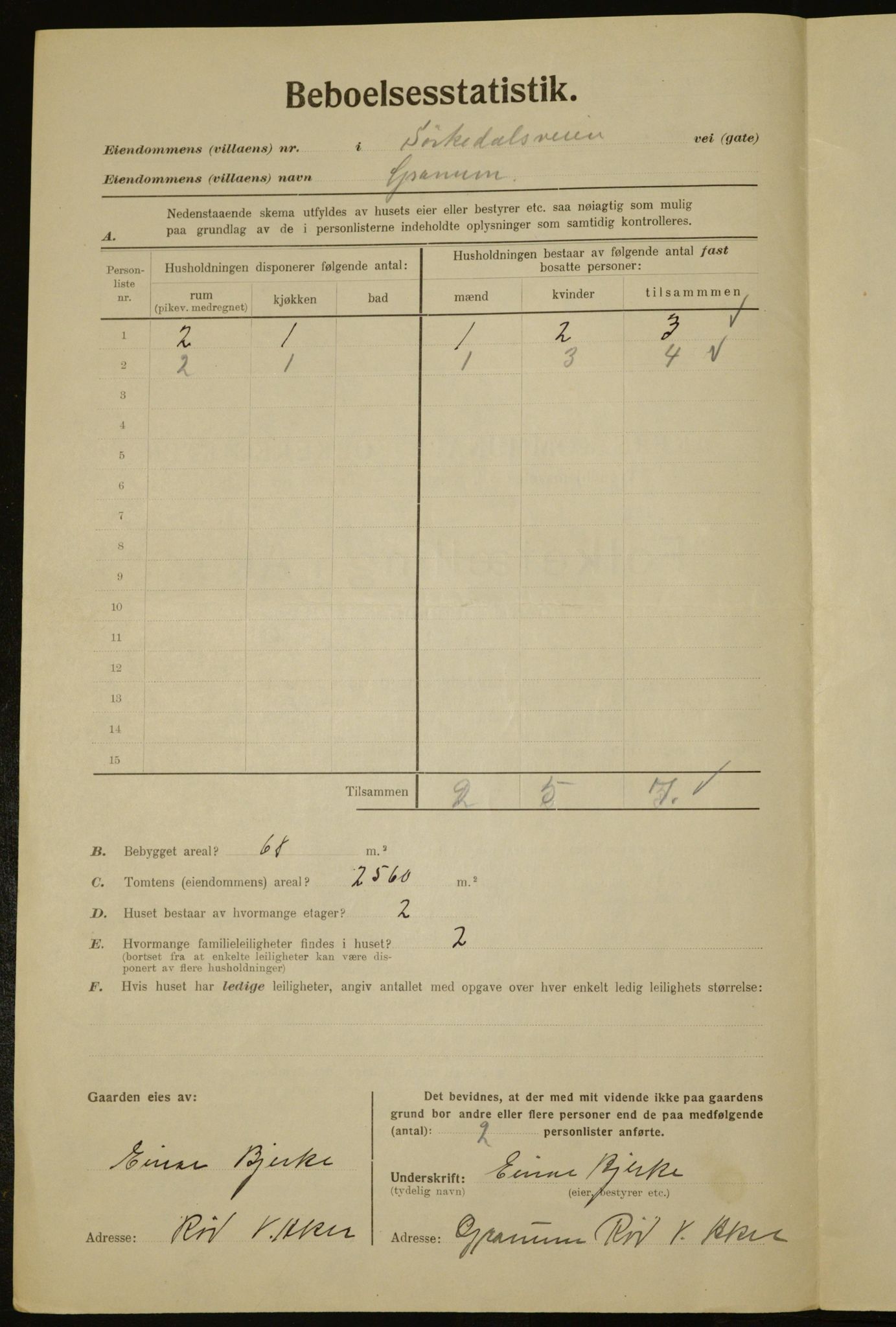 , Municipal Census 1923 for Aker, 1923, p. 5951