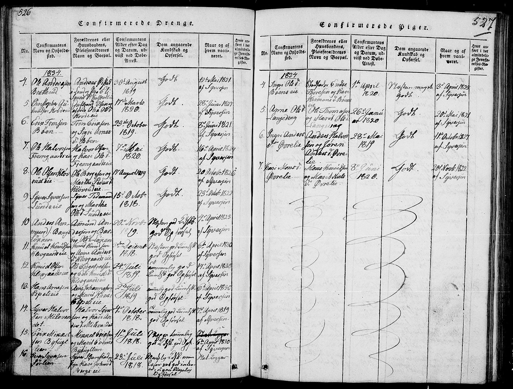 Sør-Aurdal prestekontor, SAH/PREST-128/H/Ha/Hab/L0002: Parish register (copy) no. 2, 1826-1840, p. 526-527