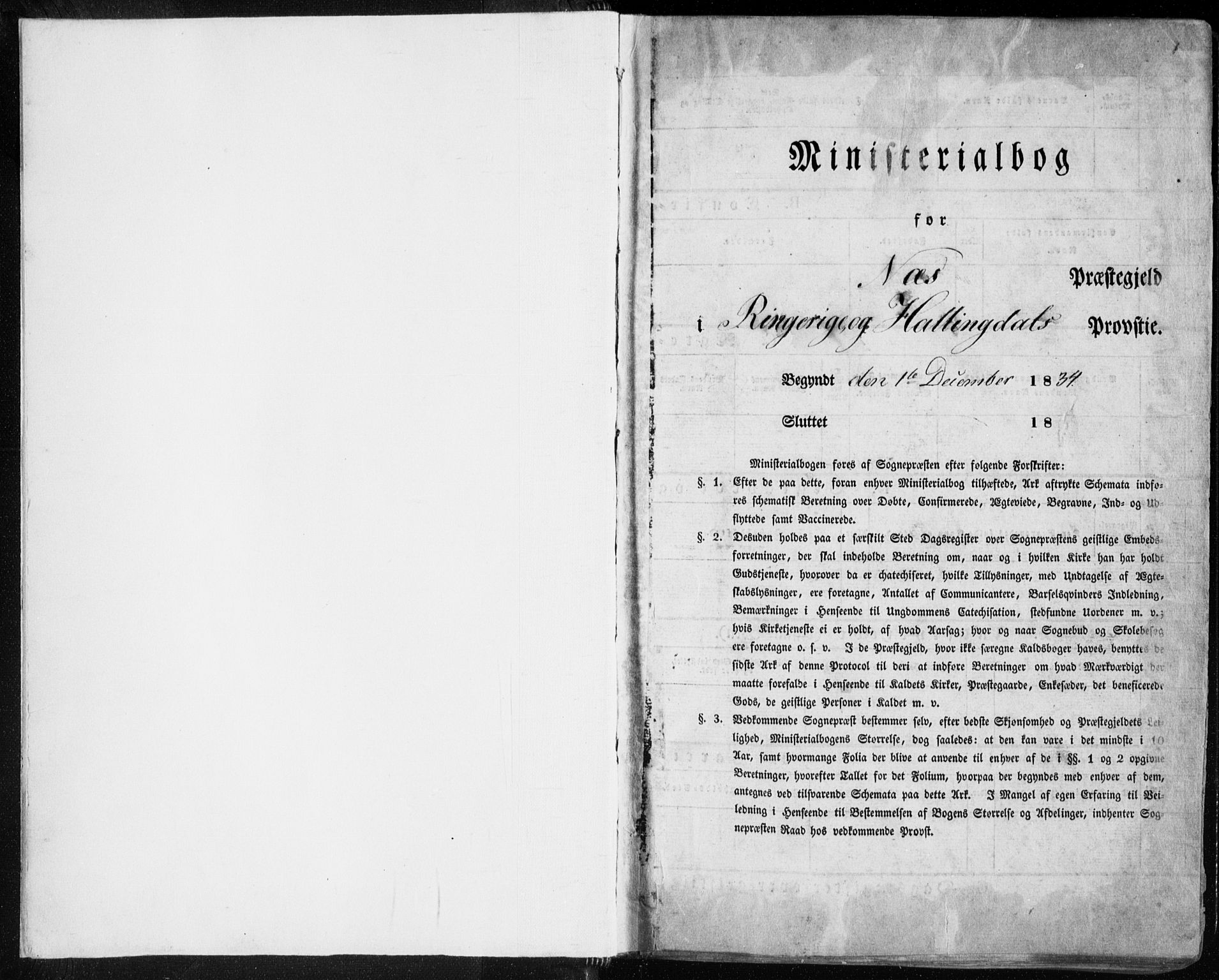Nes kirkebøker, SAKO/A-236/F/Fa/L0009: Parish register (official) no. 9, 1834-1863, p. 1