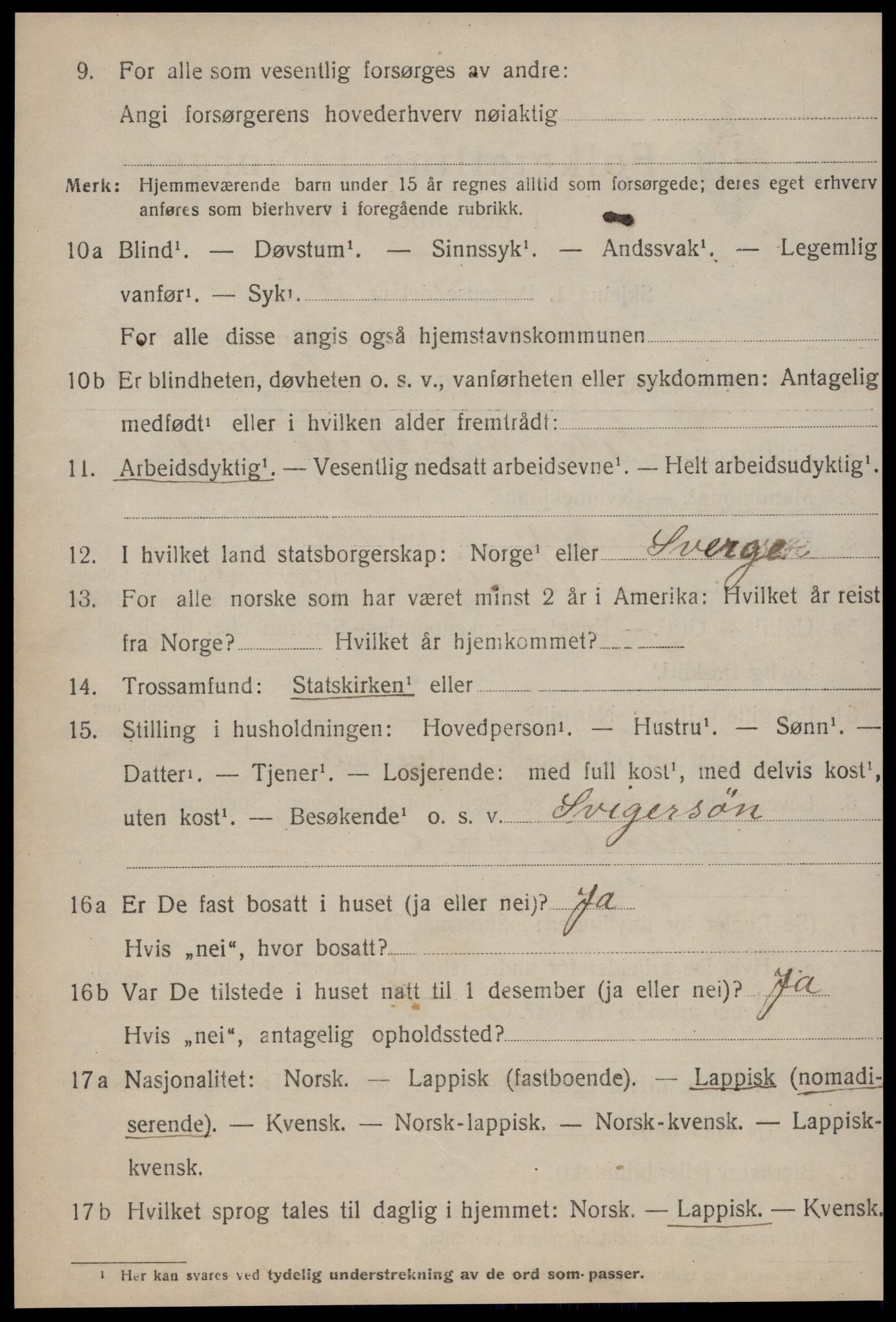 SAT, 1920 census for Røros, 1920, p. 10907