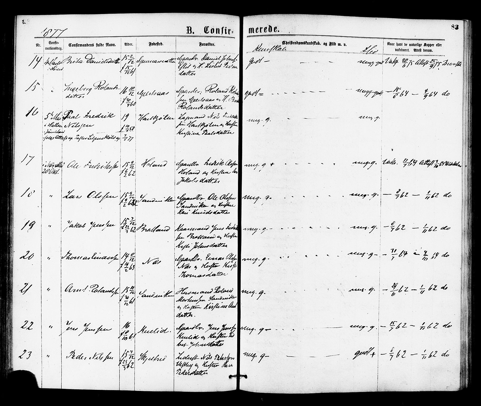 Ministerialprotokoller, klokkerbøker og fødselsregistre - Nord-Trøndelag, SAT/A-1458/755/L0493: Parish register (official) no. 755A02, 1865-1881, p. 83