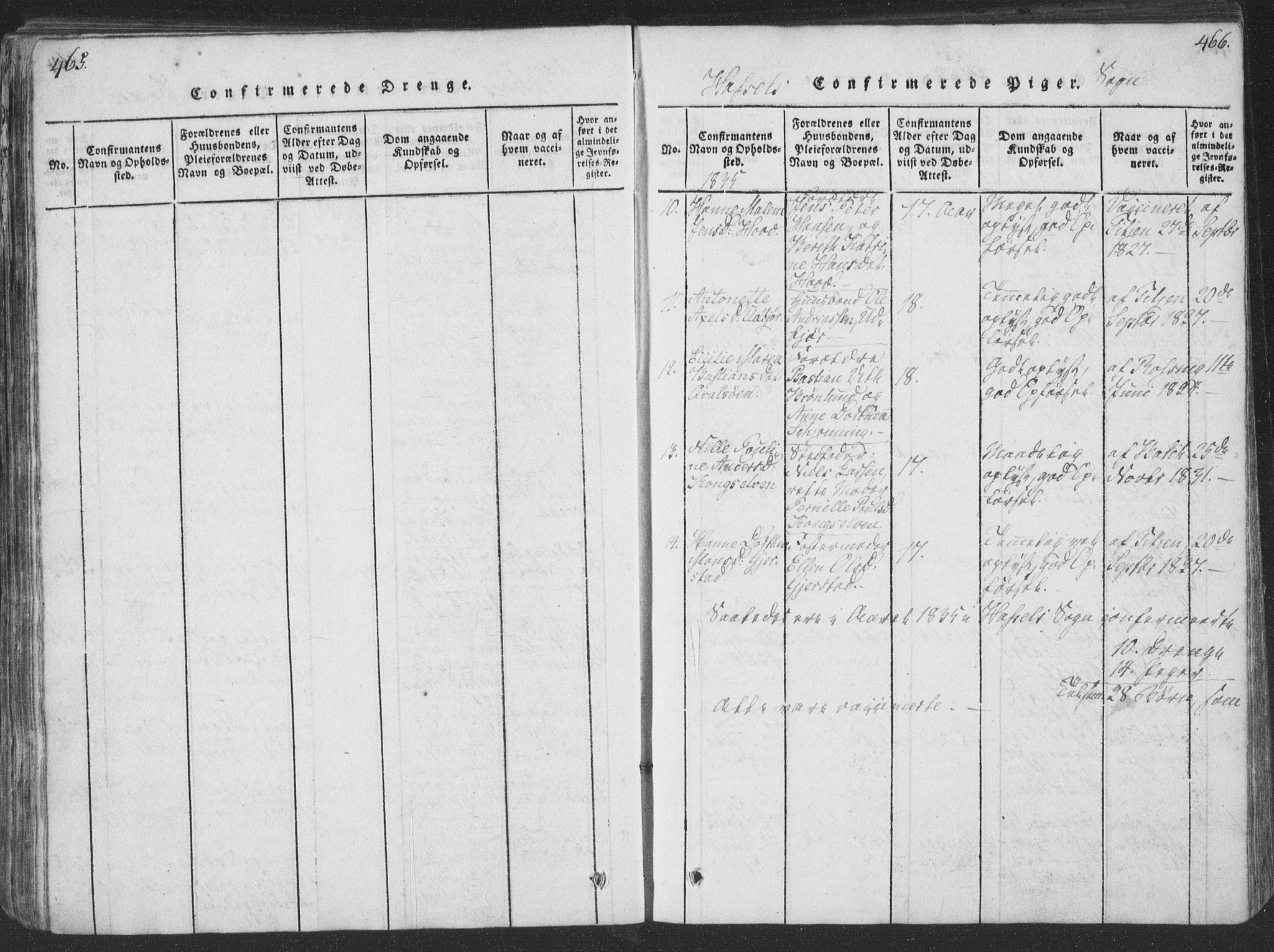 Ministerialprotokoller, klokkerbøker og fødselsregistre - Nordland, SAT/A-1459/888/L1262: Parish register (copy) no. 888C01, 1820-1836, p. 465-466