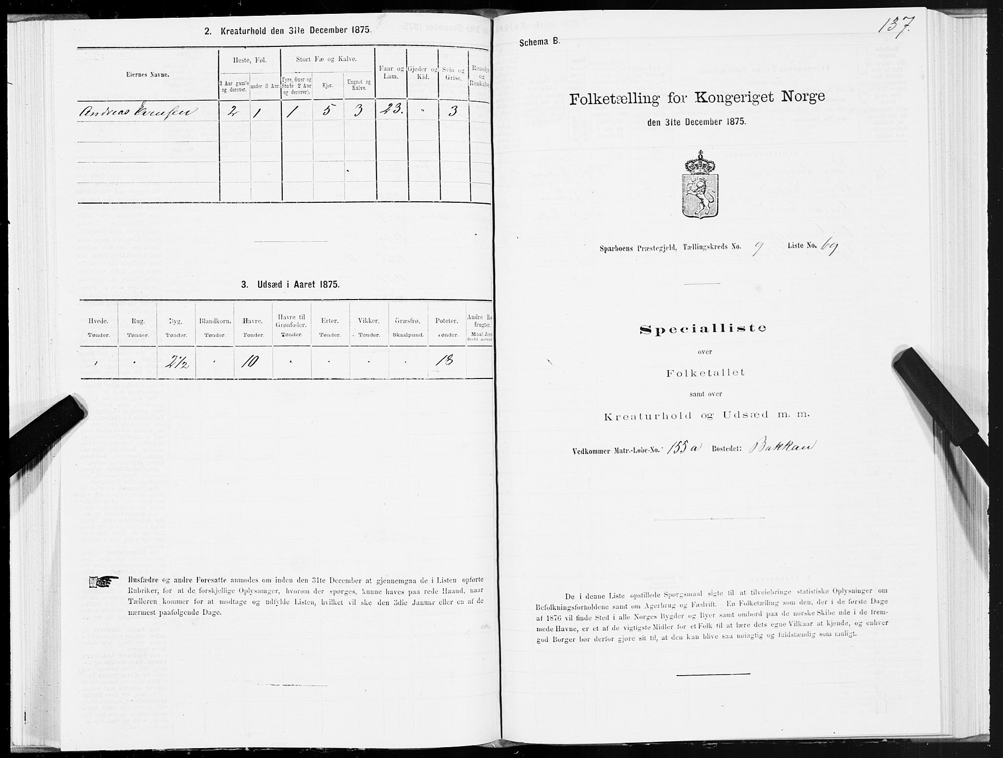 SAT, 1875 census for 1731P Sparbu, 1875, p. 4137