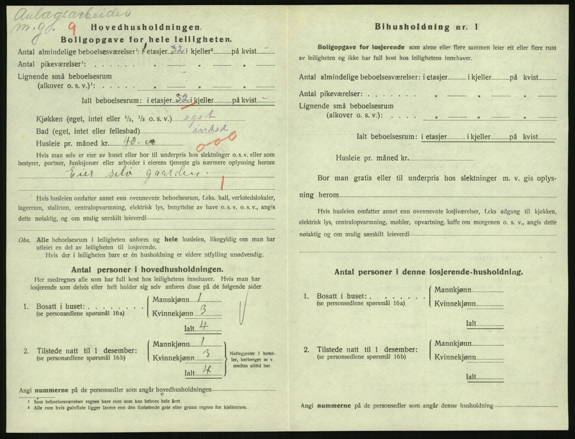 SAH, 1920 census for Lillehammer, 1920, p. 3411