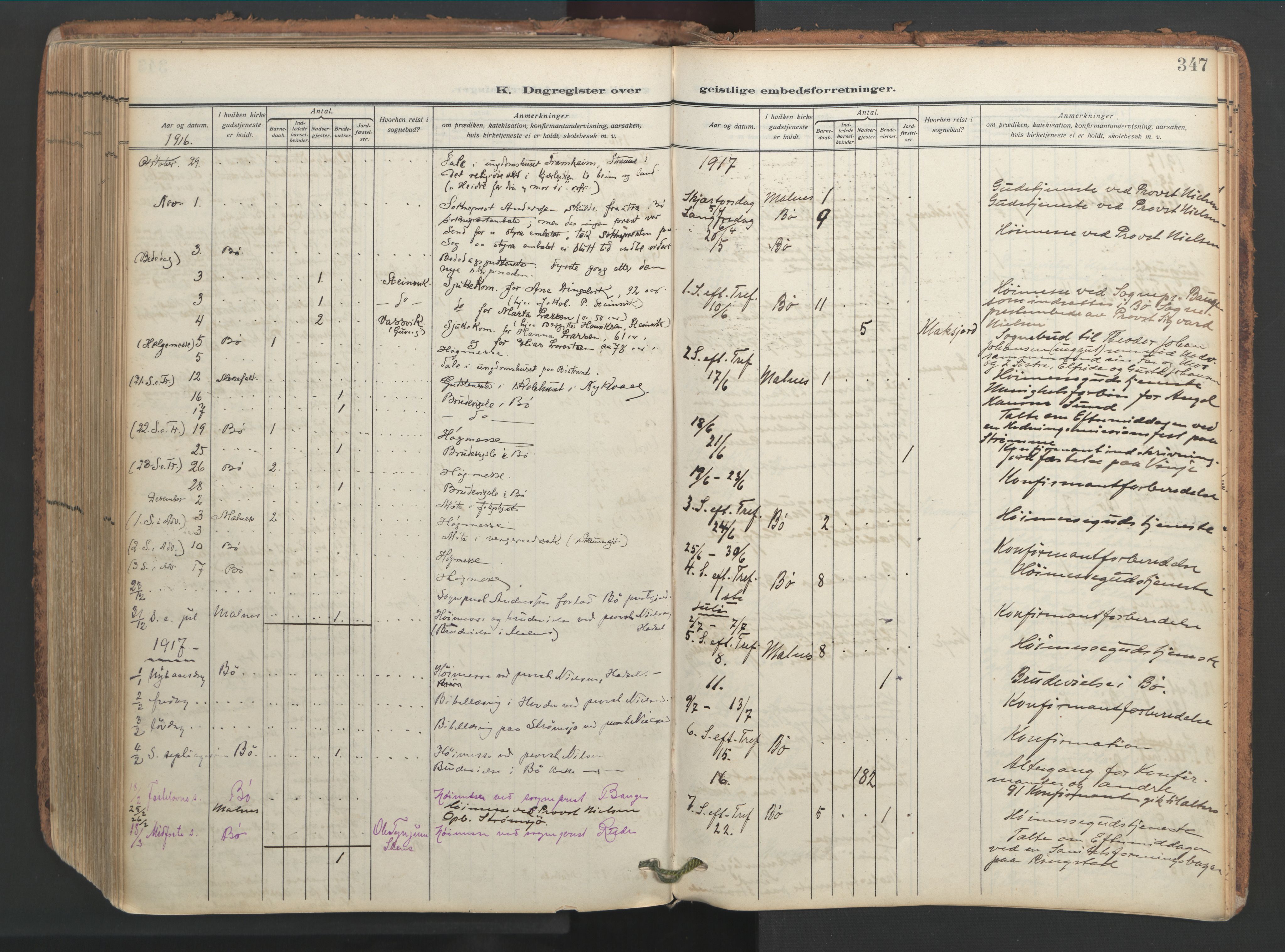 Ministerialprotokoller, klokkerbøker og fødselsregistre - Nordland, SAT/A-1459/891/L1306: Parish register (official) no. 891A11, 1911-1927, p. 347