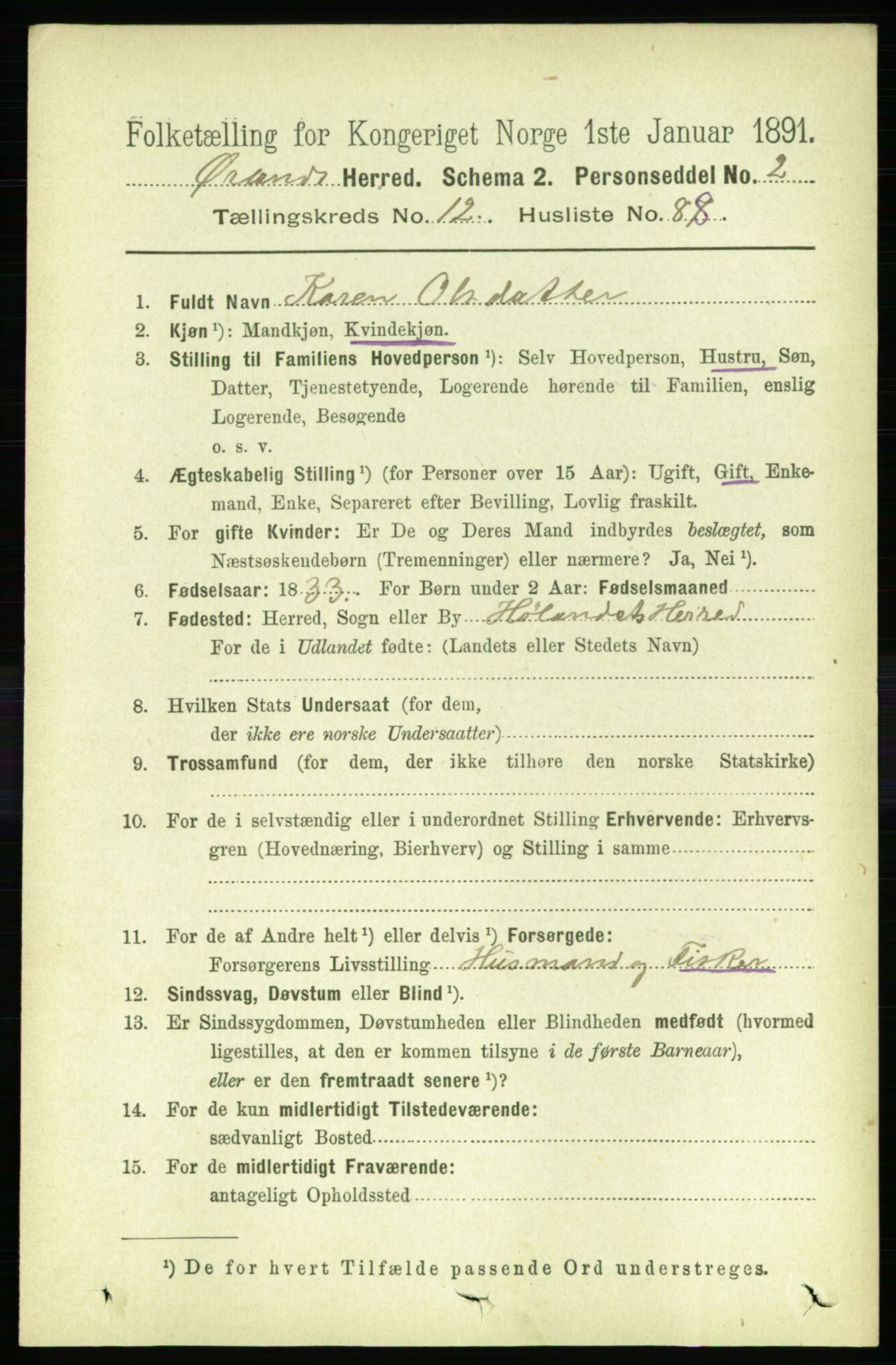 RA, 1891 census for 1621 Ørland, 1891, p. 5811