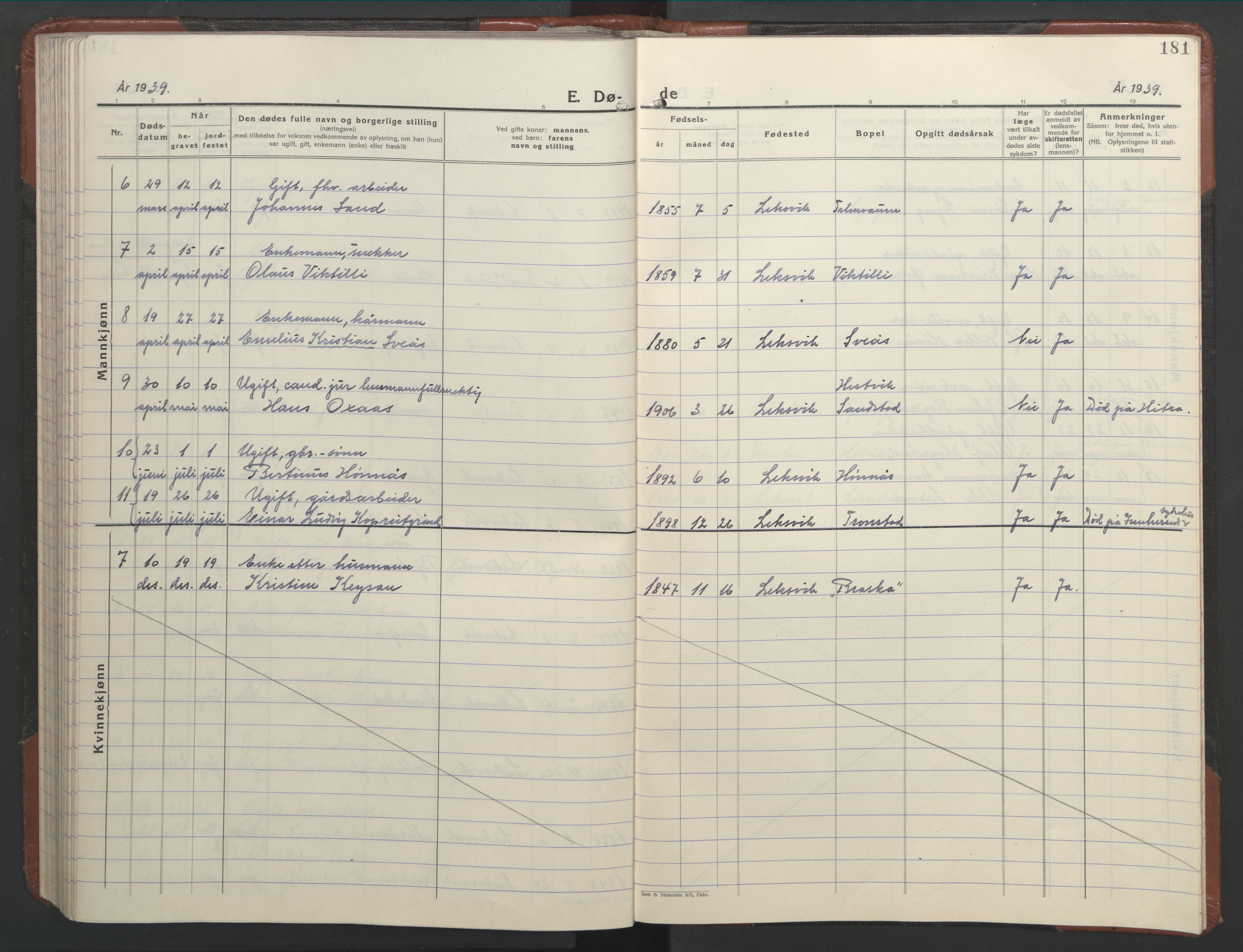 Ministerialprotokoller, klokkerbøker og fødselsregistre - Nord-Trøndelag, AV/SAT-A-1458/701/L0019: Parish register (copy) no. 701C03, 1930-1953, p. 181